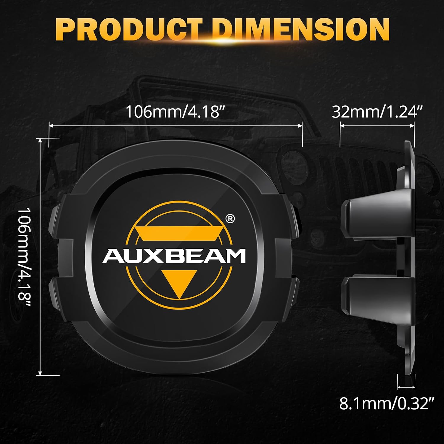 Auxebam 4 inch Black Offroad Light Covers, 2Pcs LED Round Pod Cover Waterproof Polycarbonate Protective Lens for LED Cube Lights Driving Fog Light (Fit for ZD000670 ZD000671)