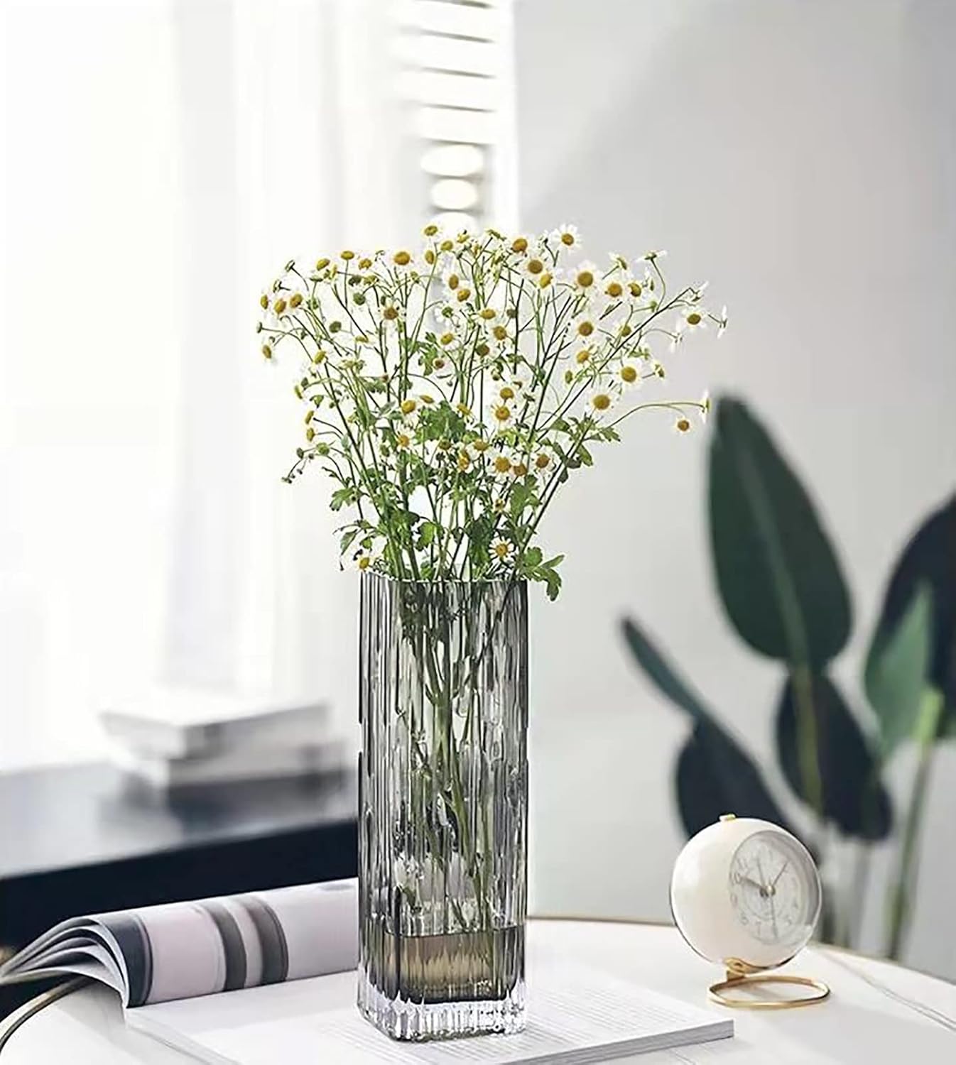 Modern Minimalist Glass Square vase, Crystal Glass vase, vase, Dry vase (Grey) - Image 4