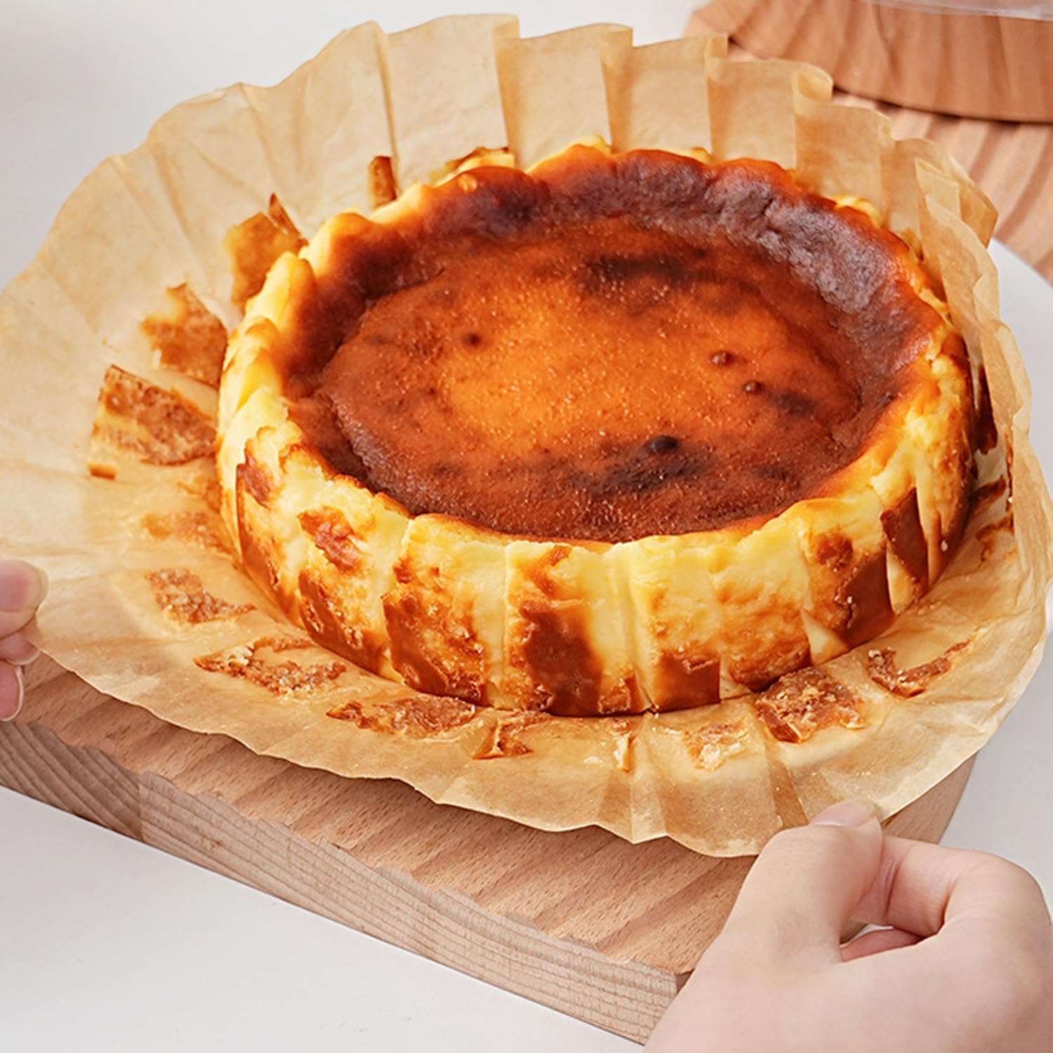 100PCS Basques Cake Paper, 4 Inch Round Parchment Paper, Non-Stick Cupcake Cheesecake Liners Disposable for Air Fryer,Microwave,Oven - Image 6