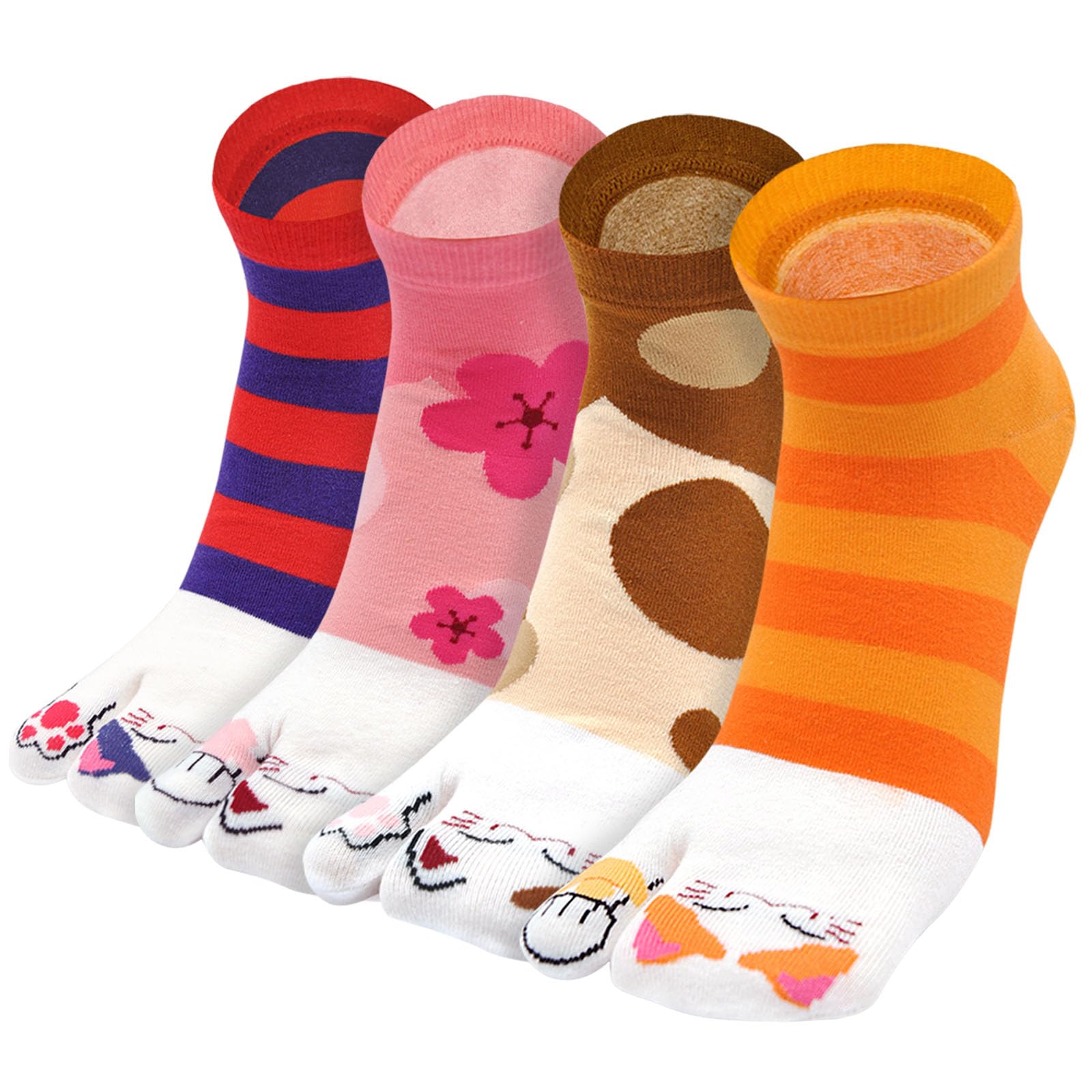 ZAKASA Ladies Toe Socks Ultra Thin Breathable Women's Flip Flops Socks Novelty Thumbs Separated Non-Slip