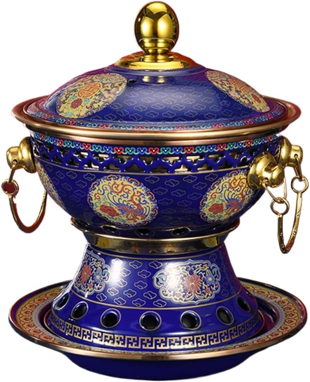 Olla de cobre para Shabu Shabu, fondue y cocina al aire libre, azul