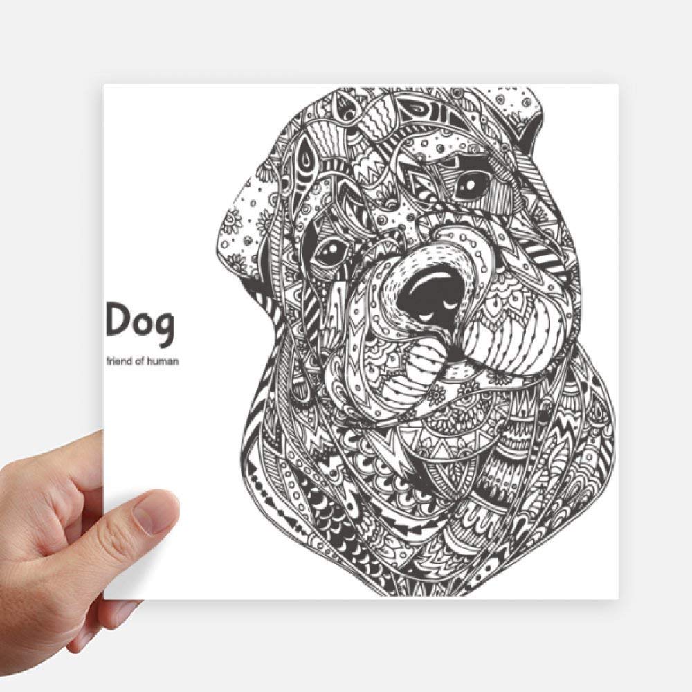 Sticker carré Peinture Puppy ami grand format 20cm pour ordinateur et décoration