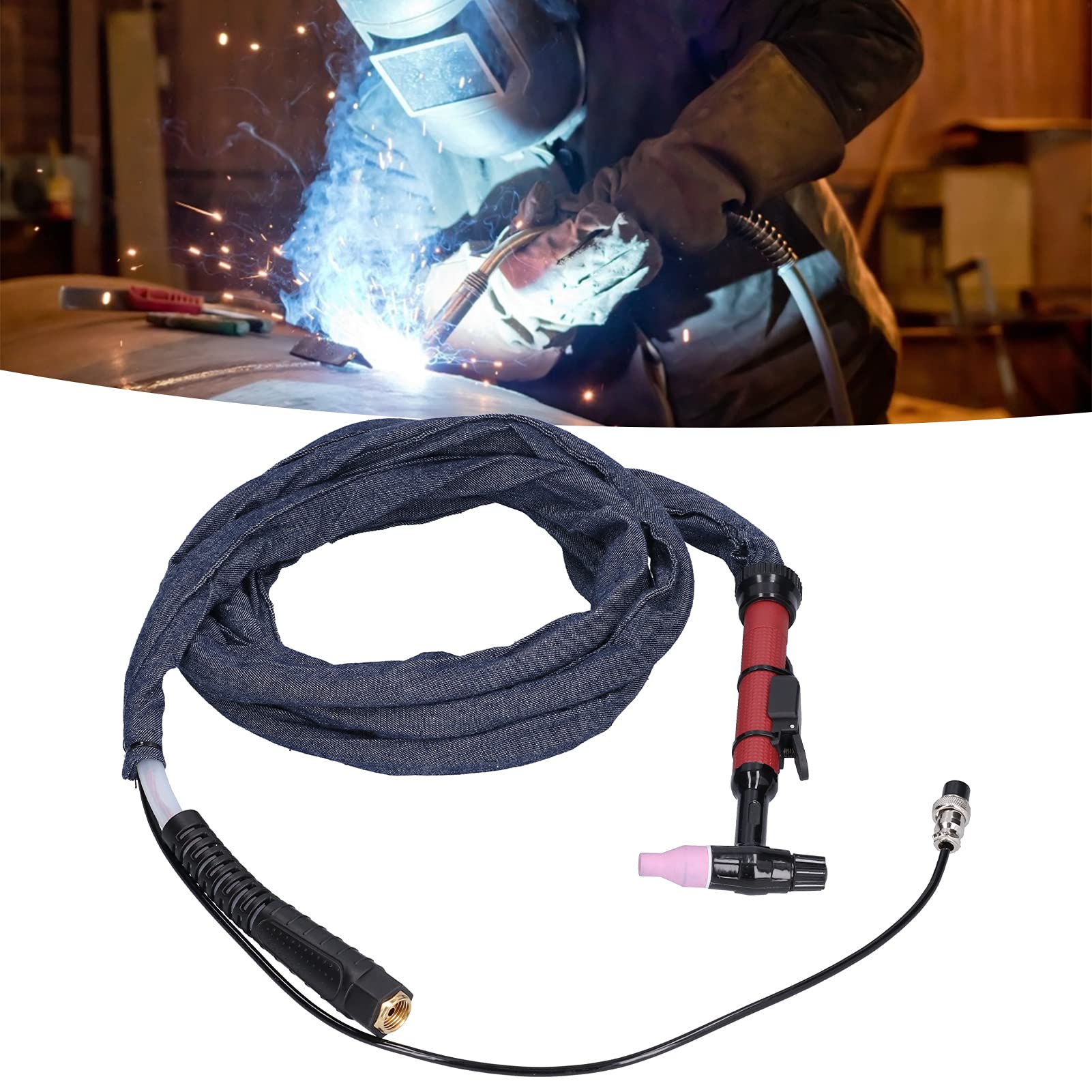 Torcia per Saldatura TIG, Pistola Saldatrice Ad Ad Argon Integrata con Testa Flessibile QQ150 3,7 Metri, Design Anti-piega, Resistente Alle Alte Temperature, Copertura
