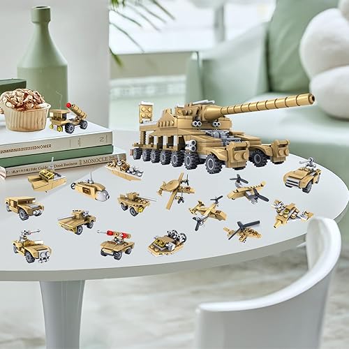 Miniatura 9 de WINGIFT Juego de construcción de 544 piezas de tanques del ejército de la Segunda Guerra Mundial, crea un modelo de cañón pesado alemán