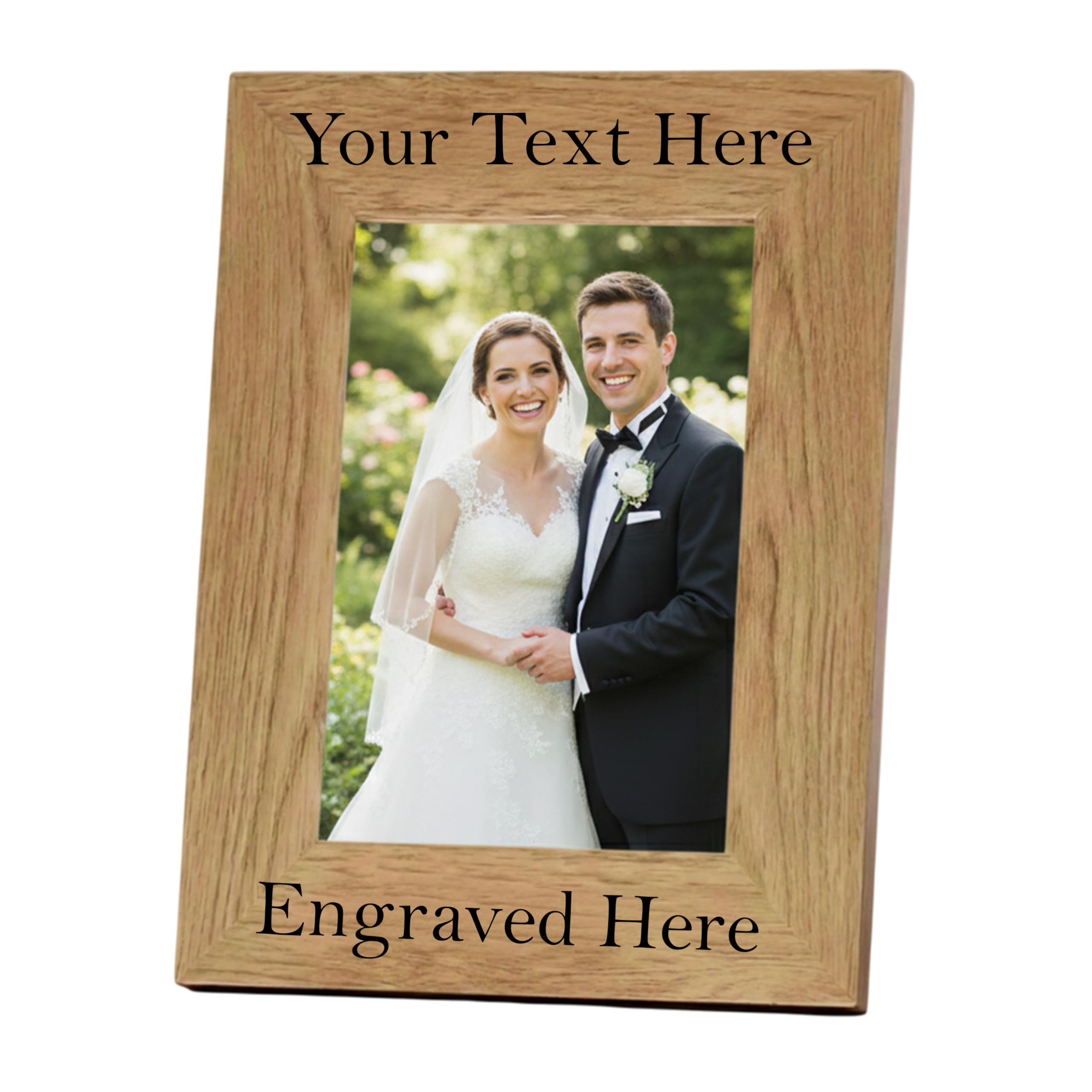 Personalised Wooden Photo Frame 6x4 – Custom Engraved Picture Frame with Text, Landscape Photo Frame Gift for Mum Dad, Wedding, Graduation, Mother’s Day, Christmas, Valentine’s (LANDSCAPE)