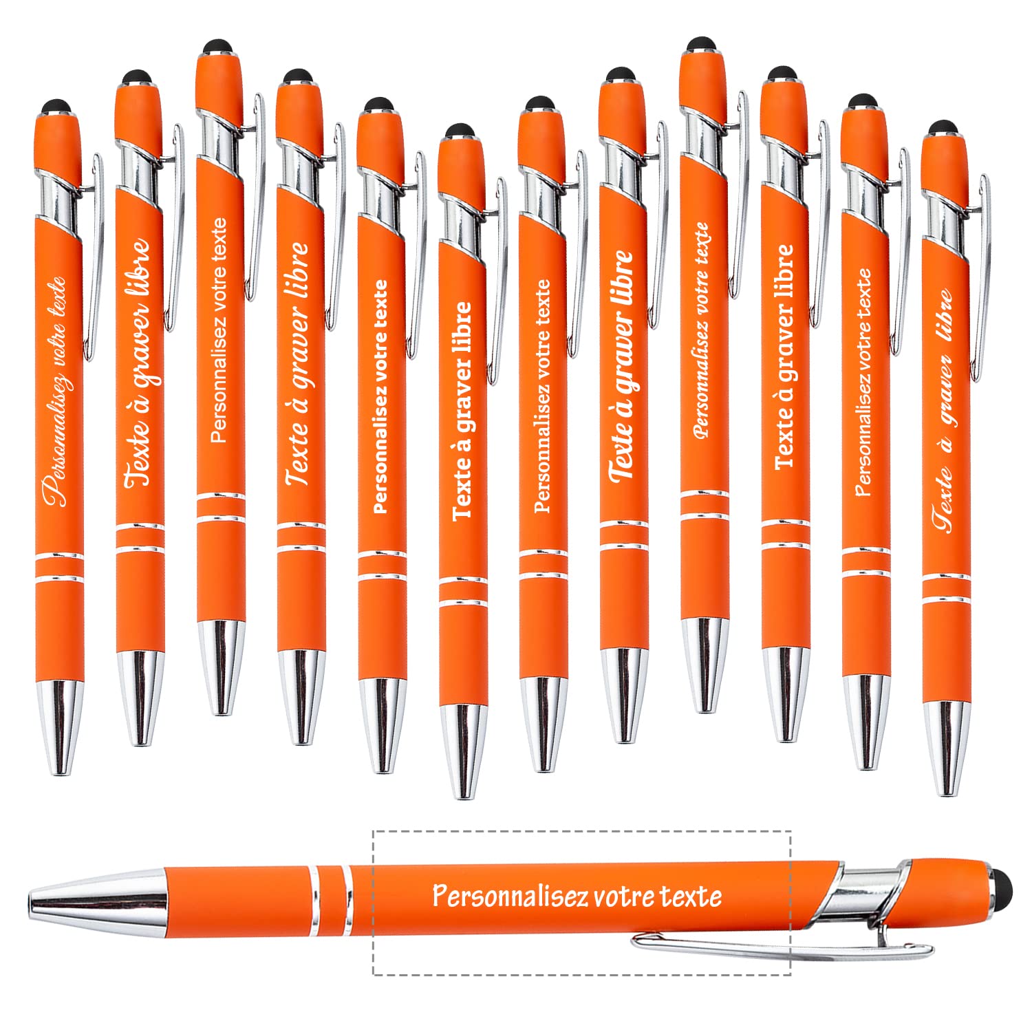 Brocade Creek 96pcs Personalized Ballpoint Pens, Custom Pen Free Engraving with Name Logo, Black Ink Pen with Stylus Cap, Office, Memorial Day, Graduation