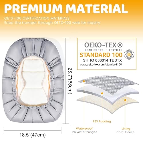 Miniatura 5 de Orzbow Fundas de asiento de automóvil para bebés de invierno, funda universal para asiento de automóvil con cuello ajustable, funda impermeable para