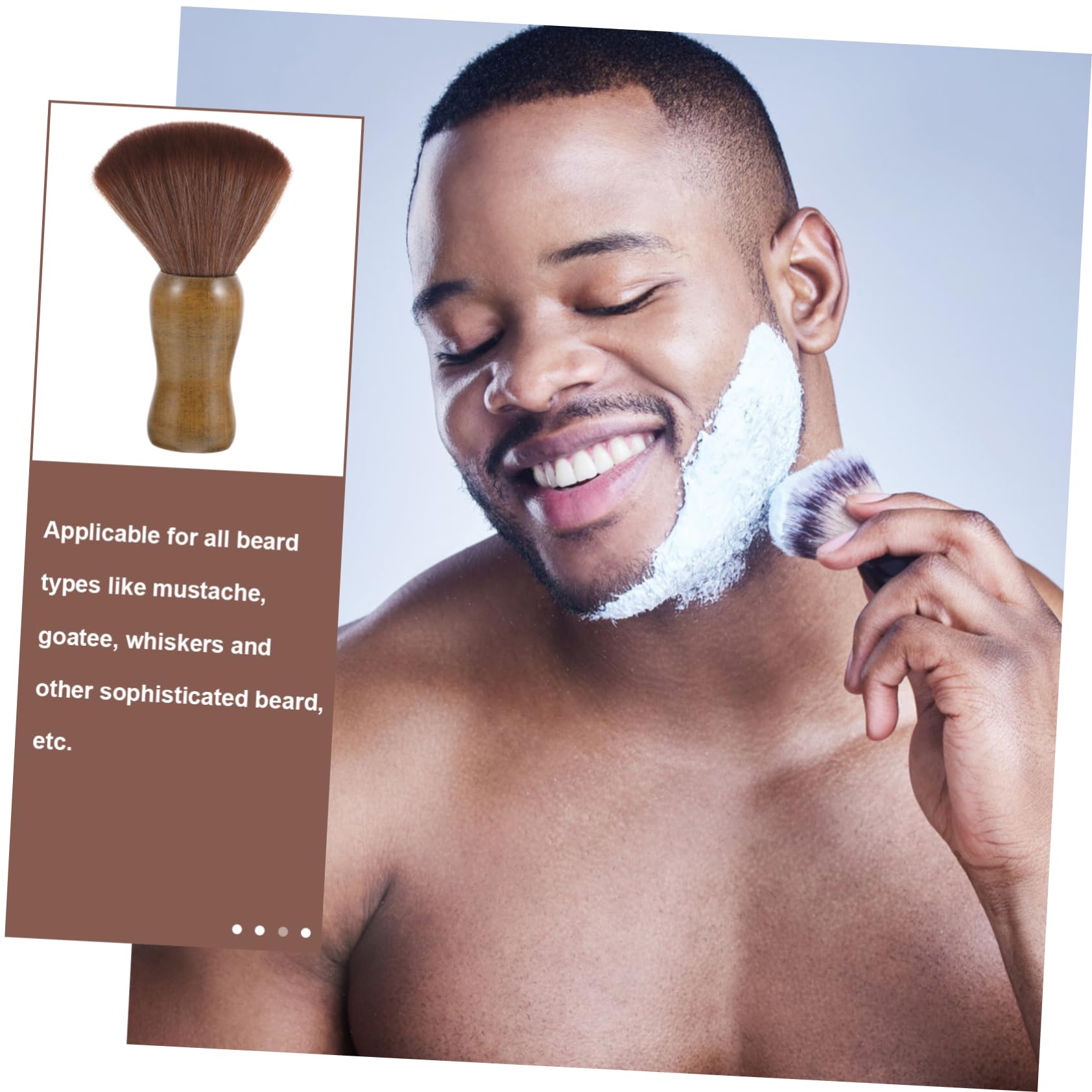 MERRYHAPY Male Shaving Brush Beard Brush Personal Care Supplies Wood Handle Gentle on for Daily Use Random Color