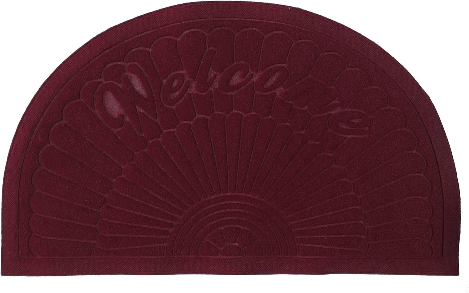 Bott Rubber Doormat Indoor Outdoor Half Round Door Mat Entrance Rug Floor Mats 20'' 32''(Wine Red)