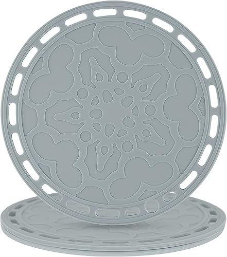 Vista 13 de Smithcraft Alfombrilla de silicona para salvamanteles – Posavasos redondo grande de silicona para platos calientes y ollas, encimeras, mesas, A