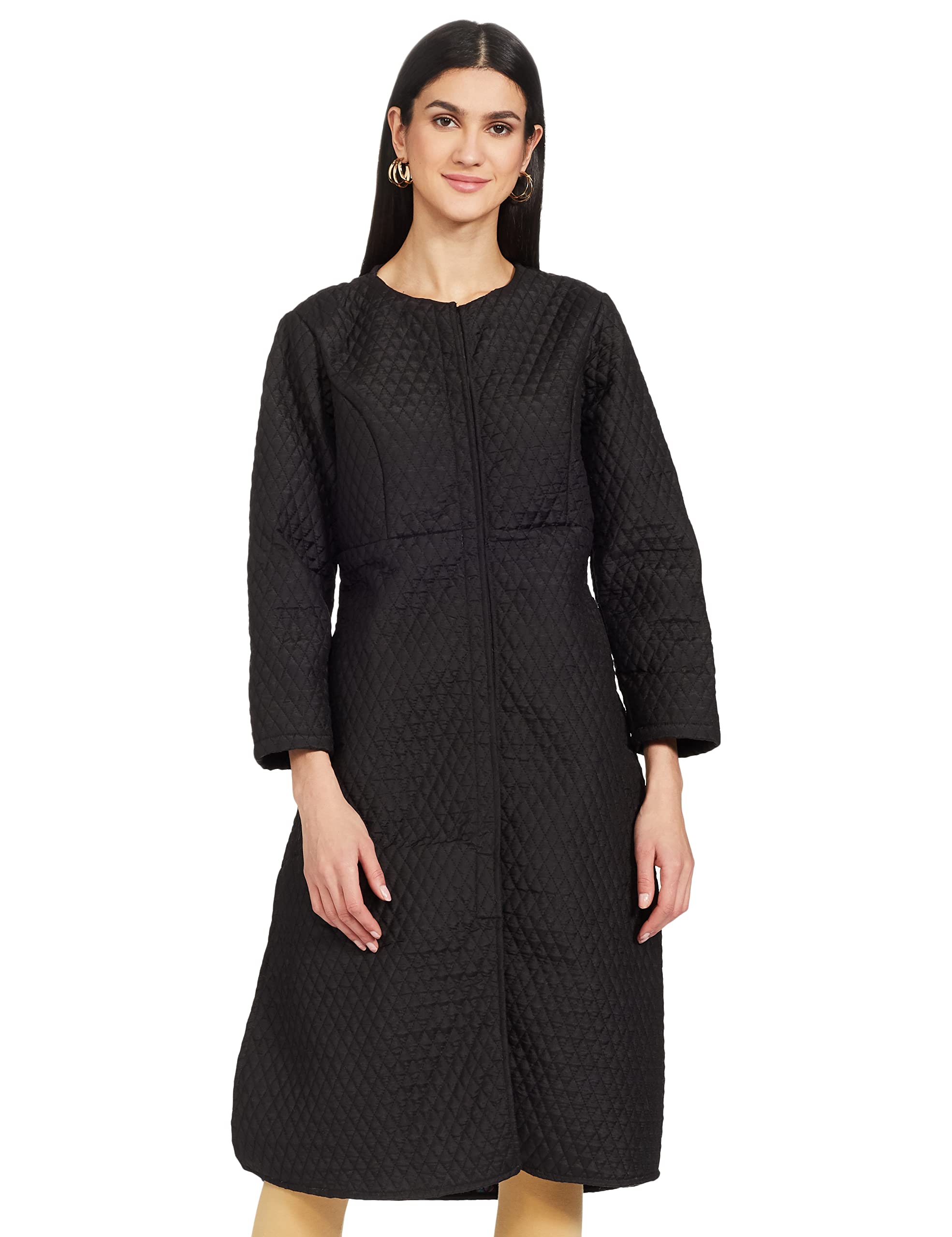 biba Women's Women Straight Art Silk Printed Long Length Jacket-picture-20