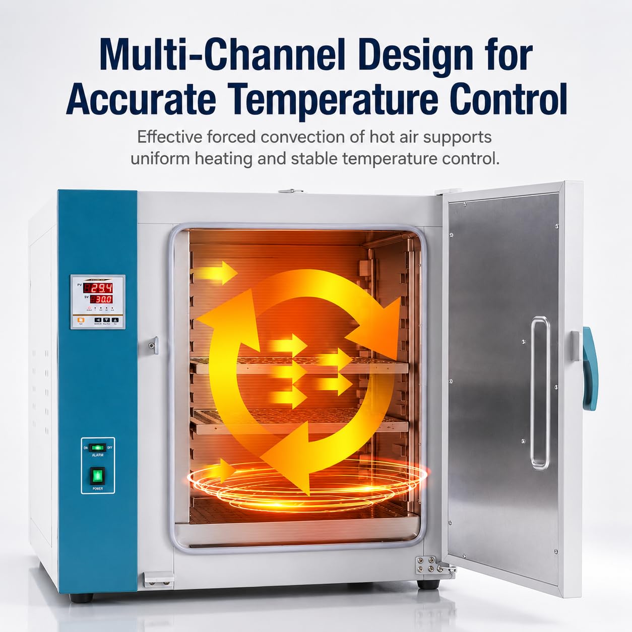 Horno de secado al vacío de laboratorio, 16 L, 1000 W, 50-300 °C, pantalla táctil PID, medidor de vacío, temporizador, alarma de sobrecalentamiento, cámara de acero inoxidable