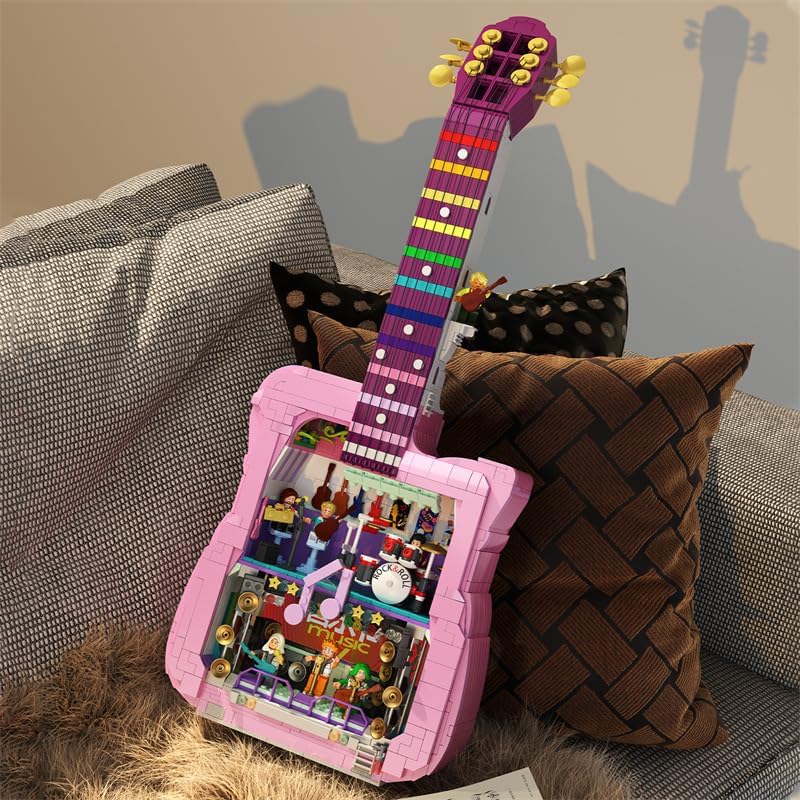Guitar Building Block Set DIY Guitar House Building Brick Kit Musical Instrument Model for Music Lovers 1710PCS