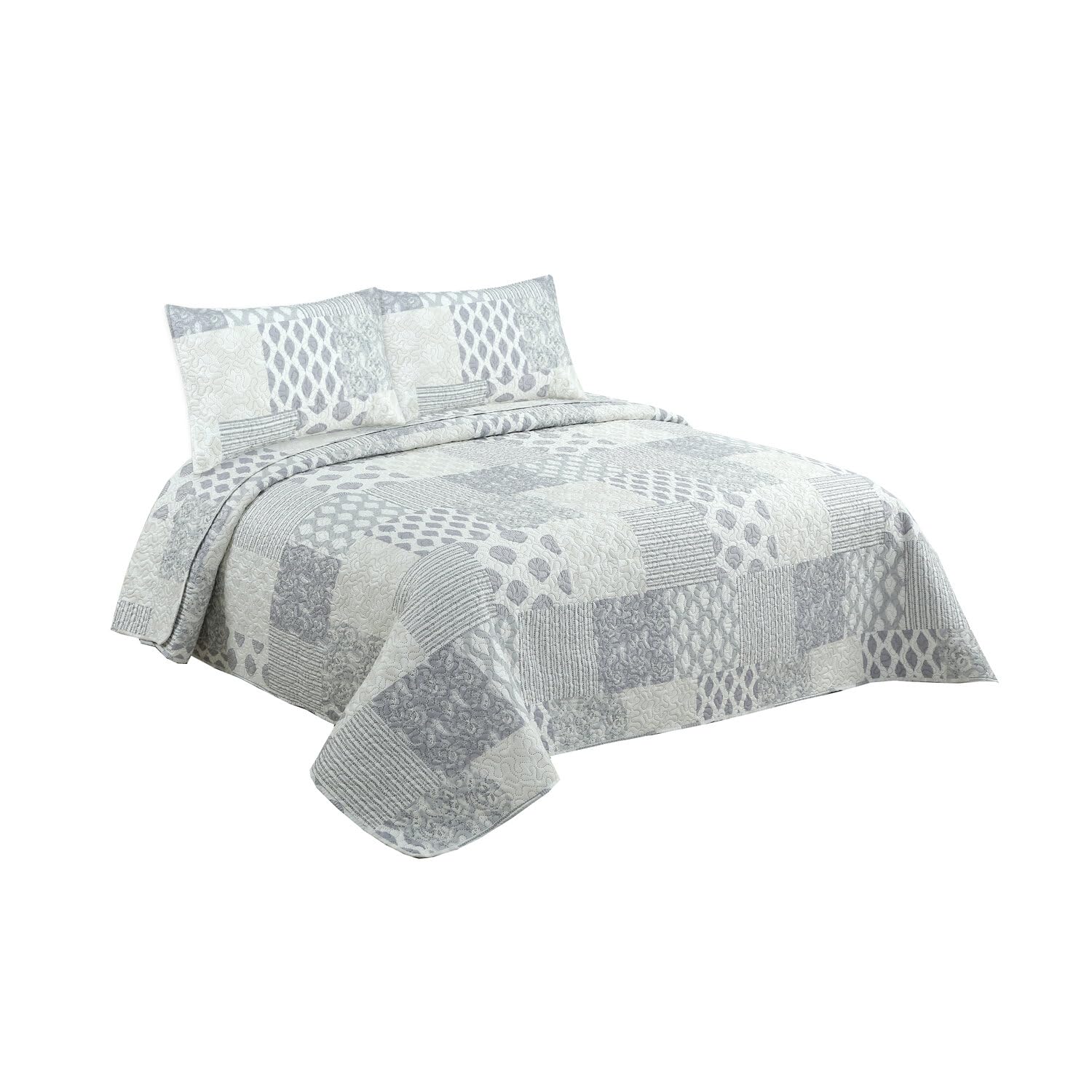 Colcha Patchwork Poliéster Beige 260 x 240 cm
