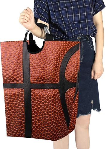 Miniatura 7 de SUABO Cesta de lavandería redonda de almacenamiento con textura de baloncesto, cesta de almacenamiento grande para ropa, cesta de lavandería,