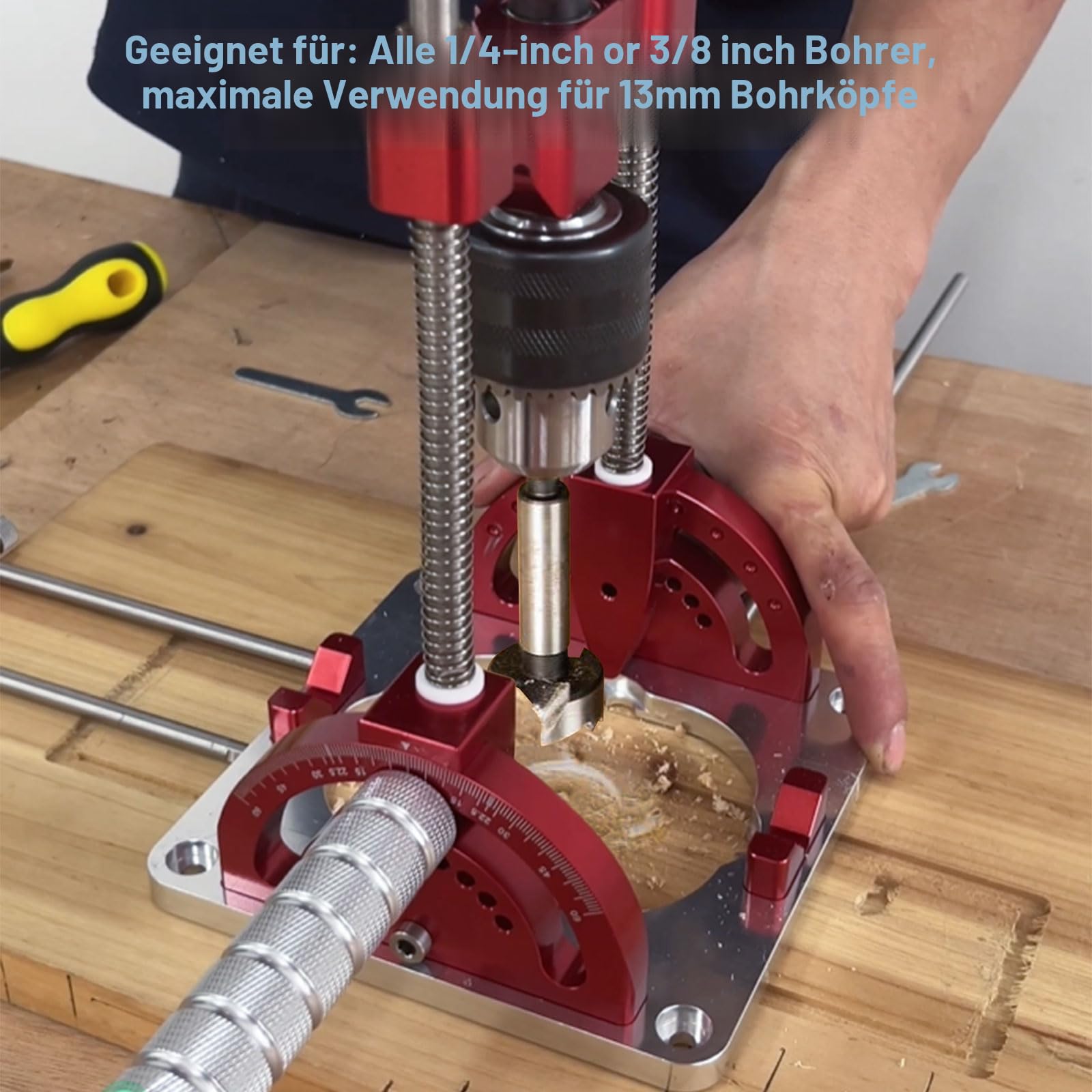 Multi-Winkelführung für tragbare Präzisionsbohrmaschine – 1,5 – 13 mm, Winkel von 0 ° bis 60 ° – mit Bohrfutter für elektrische Bohrmaschinen