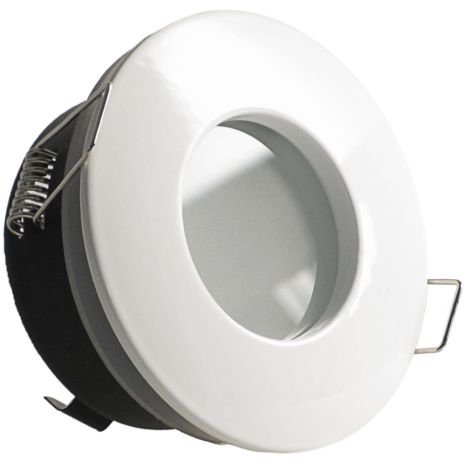 trendlights24 NAU LED Decken Einbaustrahler Bad IP65 5er Set 6W 12V & Trafo | Weiß, rund, Warmweiß, 3000k, Niedervolt, GU5.3, Spot, austauschbar, Einbauleuchte, Dusche, Feuchtraum, innen, außen