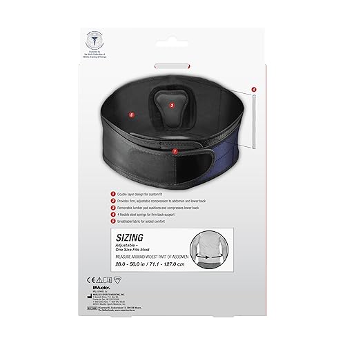 Miniatura 3 de MUELLER Sports Medicine Faja Lumbar Ajustable para la Espalda, Cinturón de Alivio del Dolor de Espalda Baja y Soporte para Hombres y Mujeres, Negro,