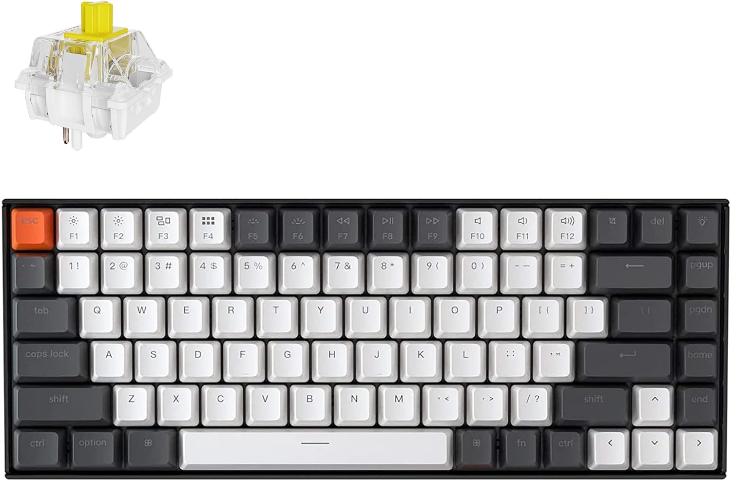 K2 75% Layout 84 Keys Hot-swappable Bluetooth Wireless/USB Wired Mechanical Keyboard for Mac with Super Banana Switch/Double-Shot PBT Keycaps/White LED Backlit for Windows Version 2