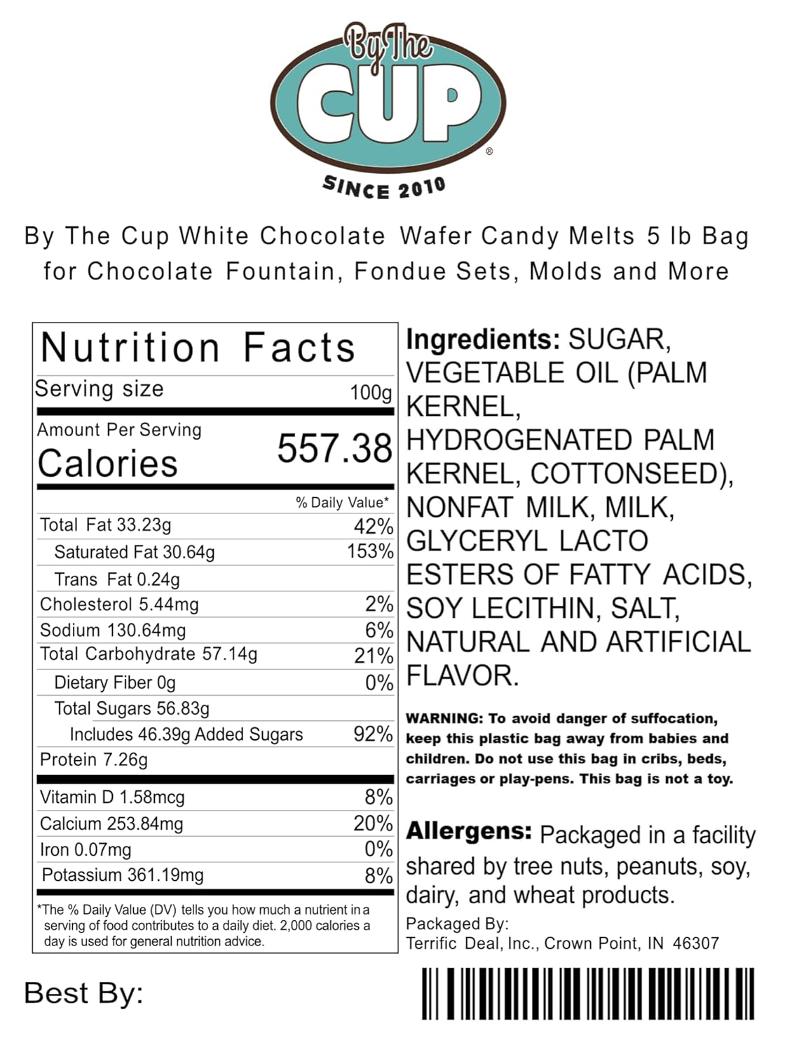 By The Cup White Chocolate Melting Wafers, 5 lb Bulk Bag for Chocolate Fountain, Fondue Sets, Molds and More