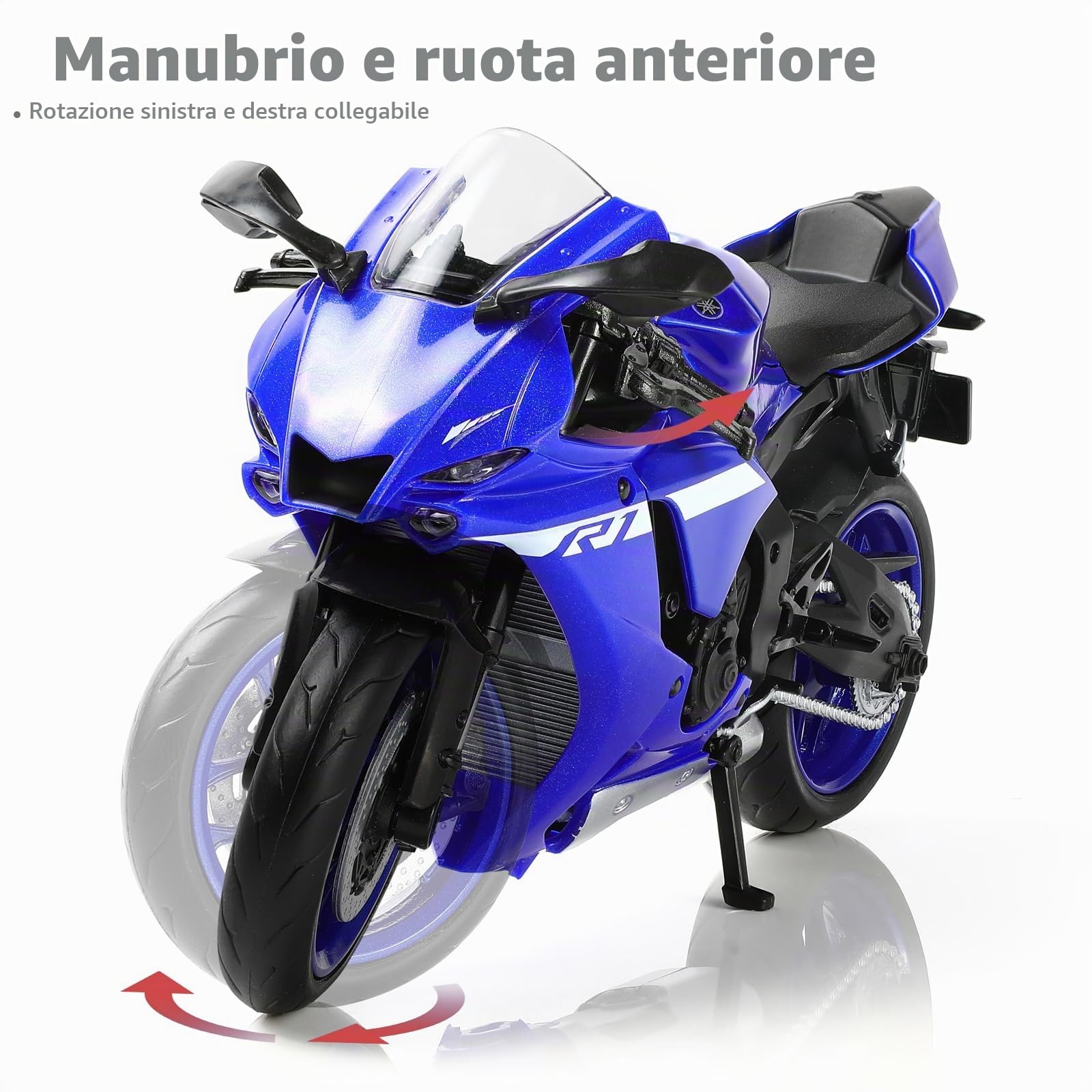 1/12 1000R Moto Modello Giocattolo Mini Metallo Diecast Blu - Sport Moto da Corsa Collezione Regalo per Bambino Ragazzo (YZF-R1)