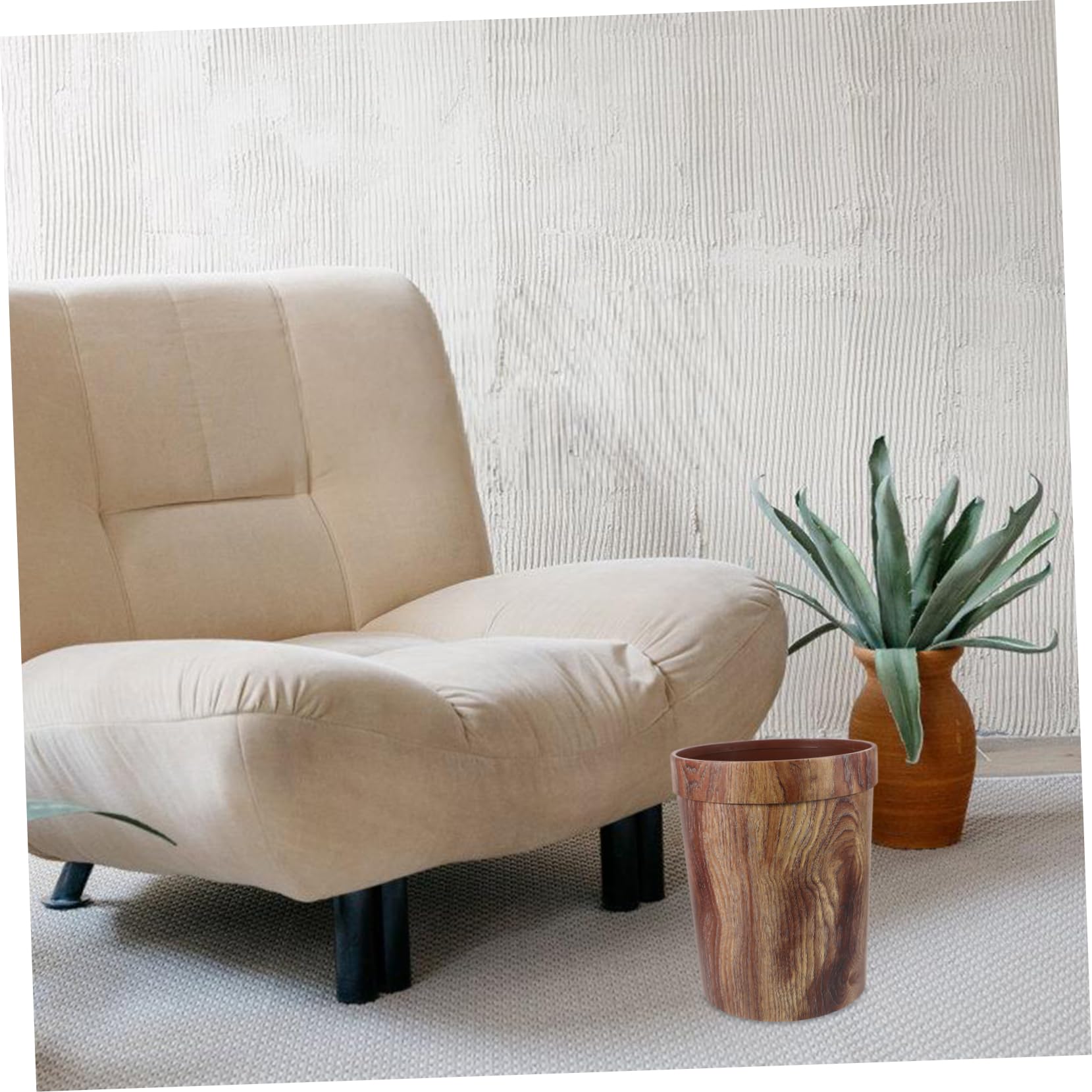 Garneck Papelera de Madera Vintage, Papelera de Plástico, Contenedor de Basura para Hogar, Oficina, Baños, Polvillos, 31.5x25cm, Marrón