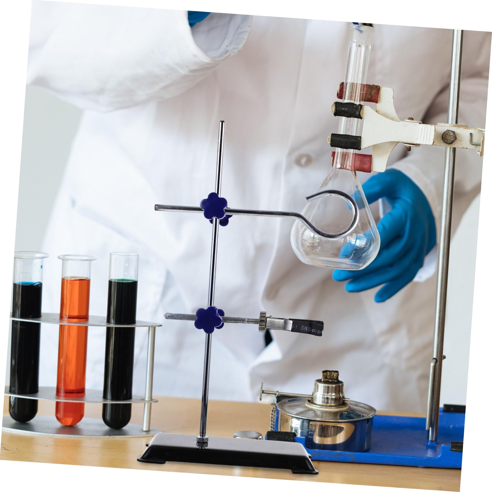 PRETYZOOM Support de Laboratoire en Fer Portable et Antirouille de 30 CM, Équipement Compact pour Verrerie Chimie et Usage en Laboratoire Scientifique