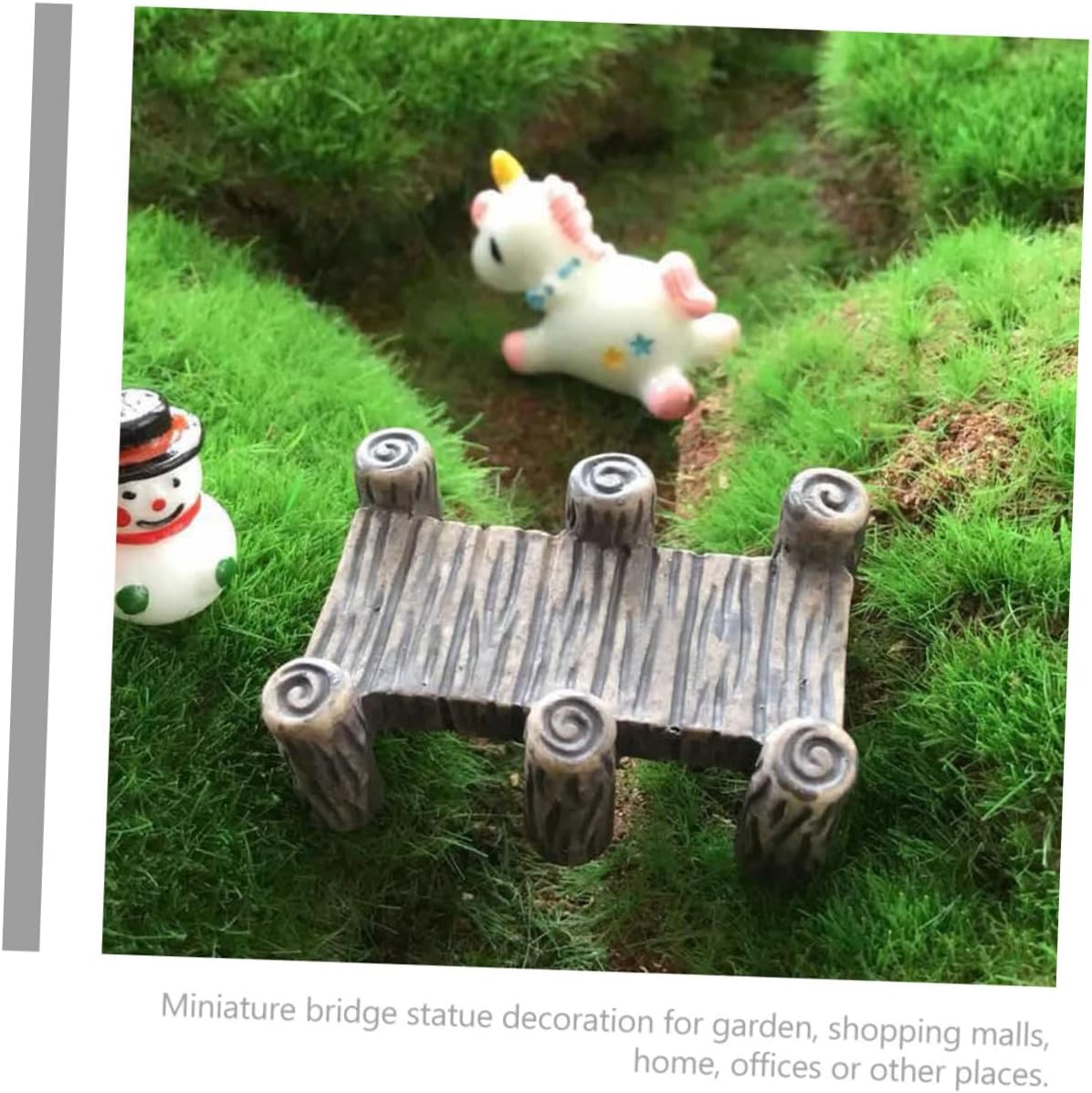 Abaodam 10pcs Retro Wooden Bridge Ornaments Miniature Resin Garden Decoration for Fairy Landscape