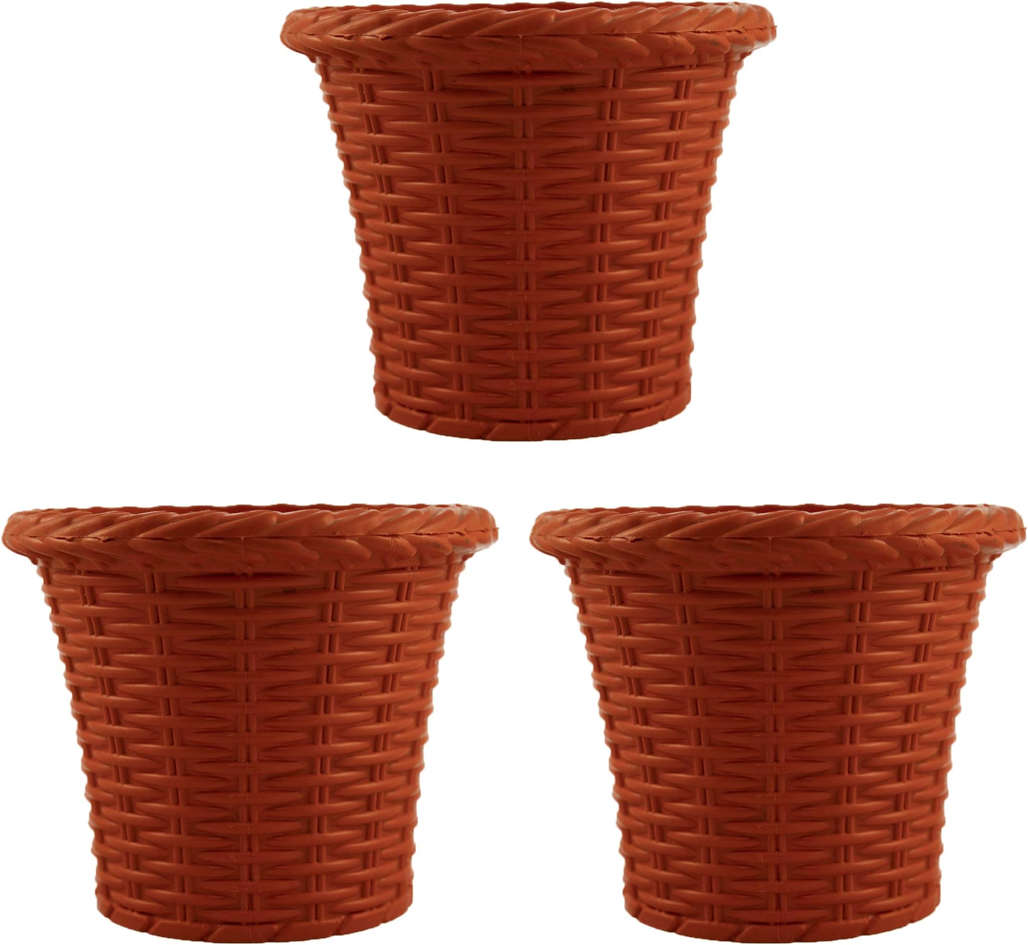 Klassic Plastic Shining Pot Set (6-inch, Red, Pack of 3)