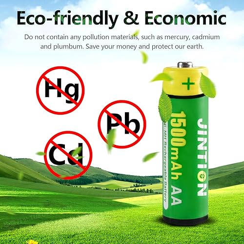 Miniatura 4 de JINTION Ni-MH AA 1500mAh 1.2V Baterías recargables de alta capacidad doble una batería para luces solares al aire libre, cadena de luz, control