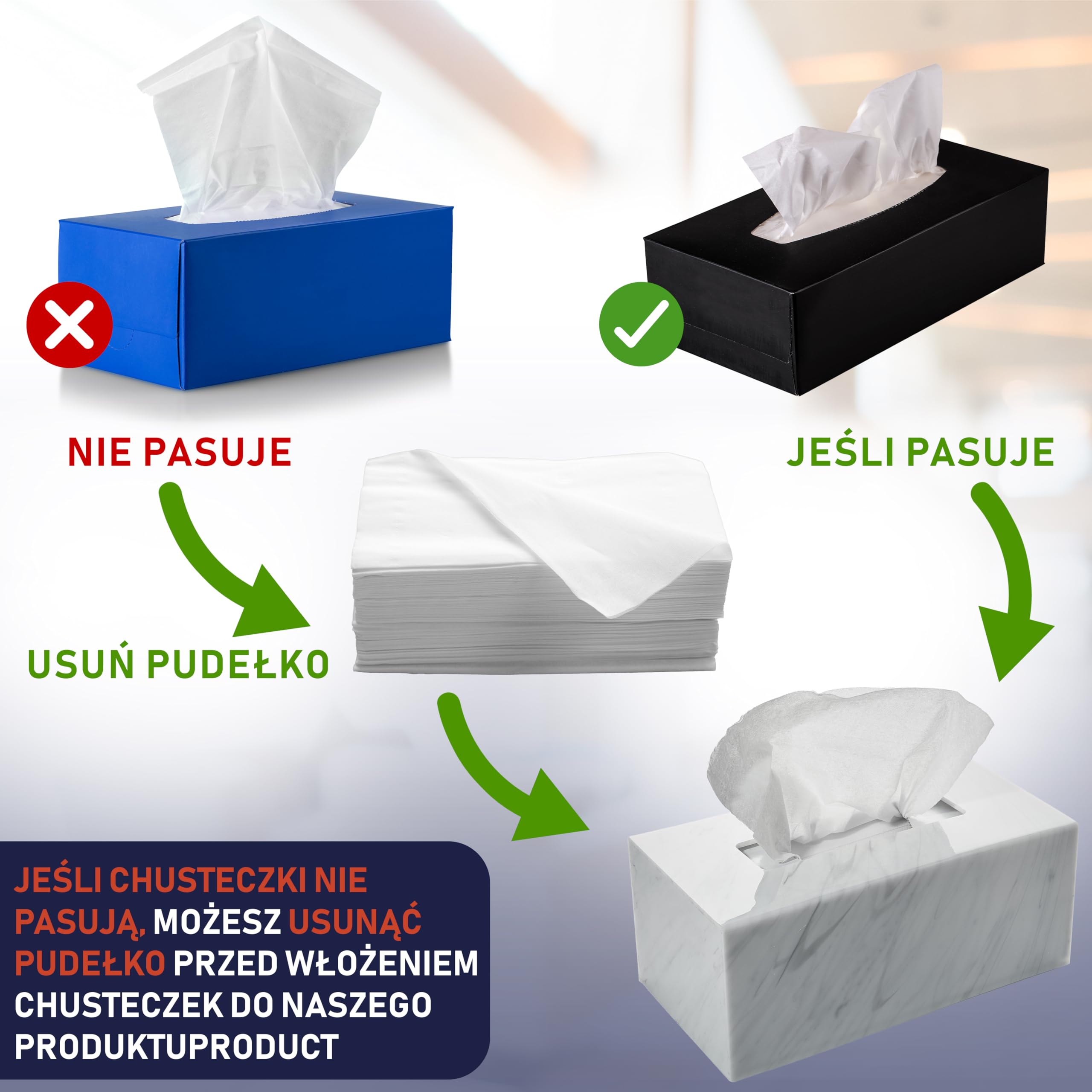 Akrylowy Pojemnik Na Chusteczki – Prostokątny Dozownik Na Chusteczki Higieniczne I Wkłady Suszące. Idealny Do Łazienki, Biurka, Blatu, Toaletki, Sypialni I Stolika Nocnego (Prostokąt, Marmur)