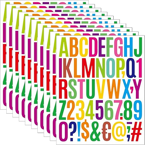 10 hojas de calcomanías de letras grandes, 500 calcomanías del alfabeto de 2 pulgadas, calcomanías de vinilo autoadhesivas para proyectos escolares,