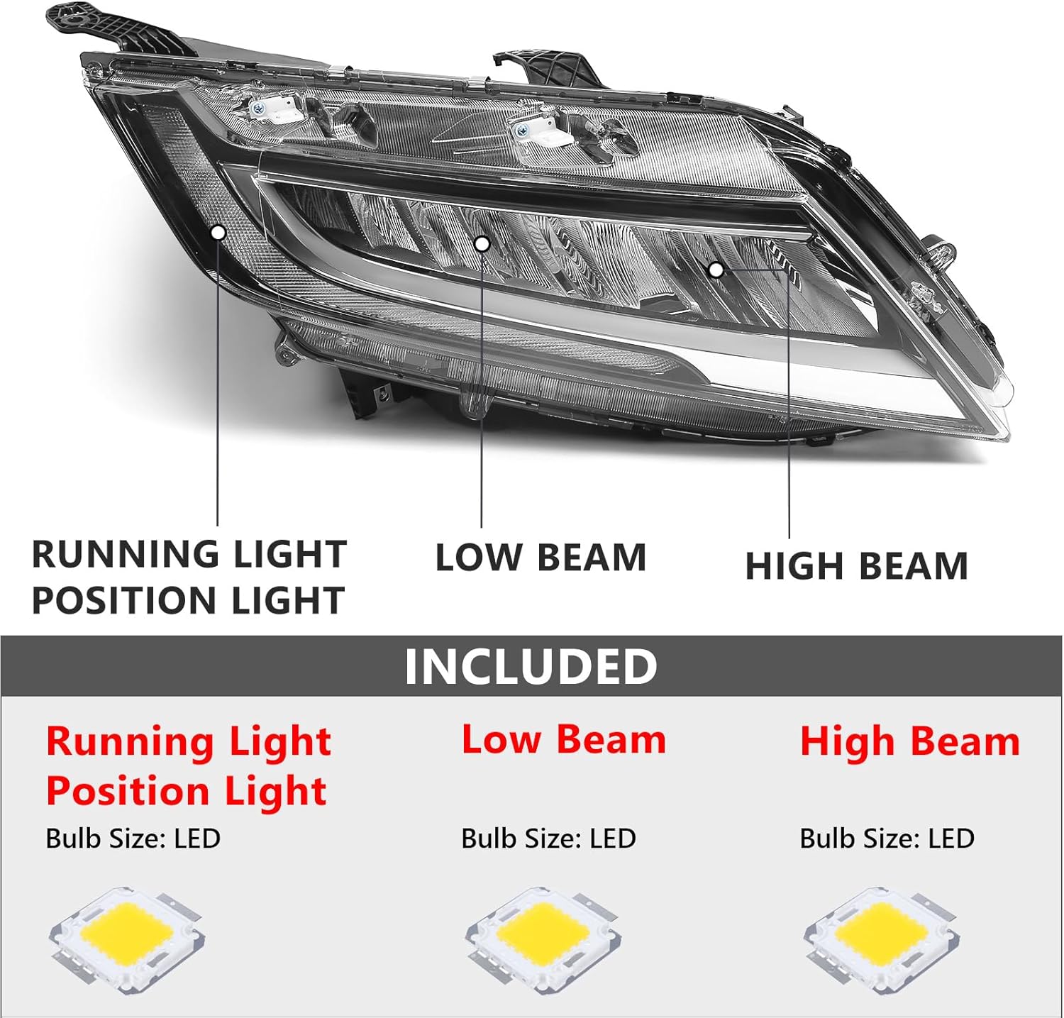 huray led headlight for honda odyssey touring 2018-2020 33100-thr-a21 oe head lamp replacement (passenger side (right))