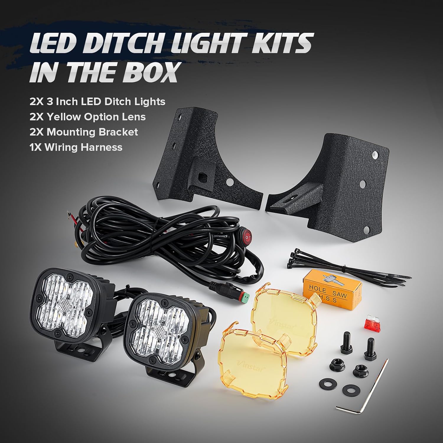 LED Ditch Lights for 1997-2006 Wrangler TJ LJ 6500K White|IP 67 Waterproof