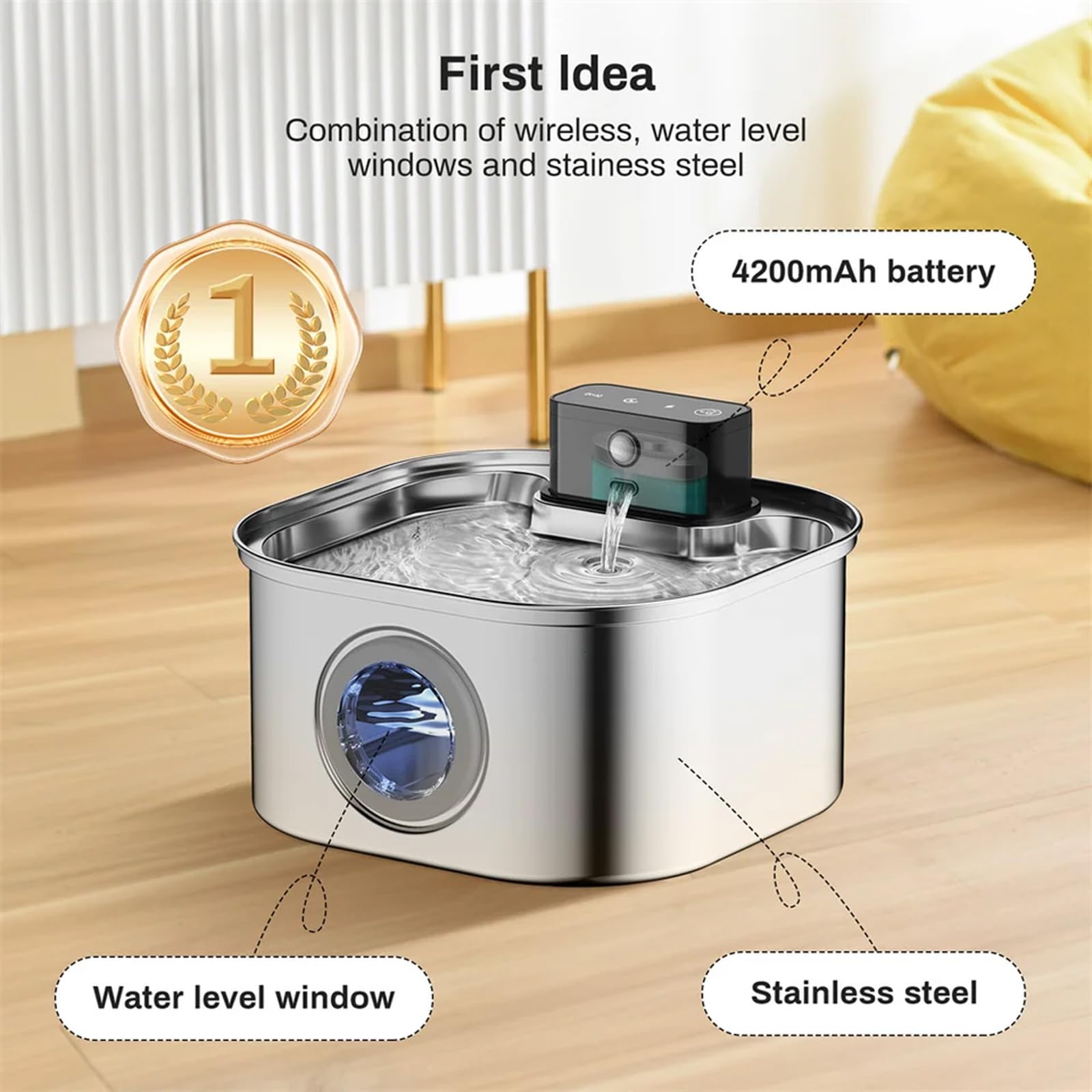 Smarted Cats Dispensador de agua de acero inoxidable con funcionamiento silencioso para perros y fuente de agua pequeña y grande