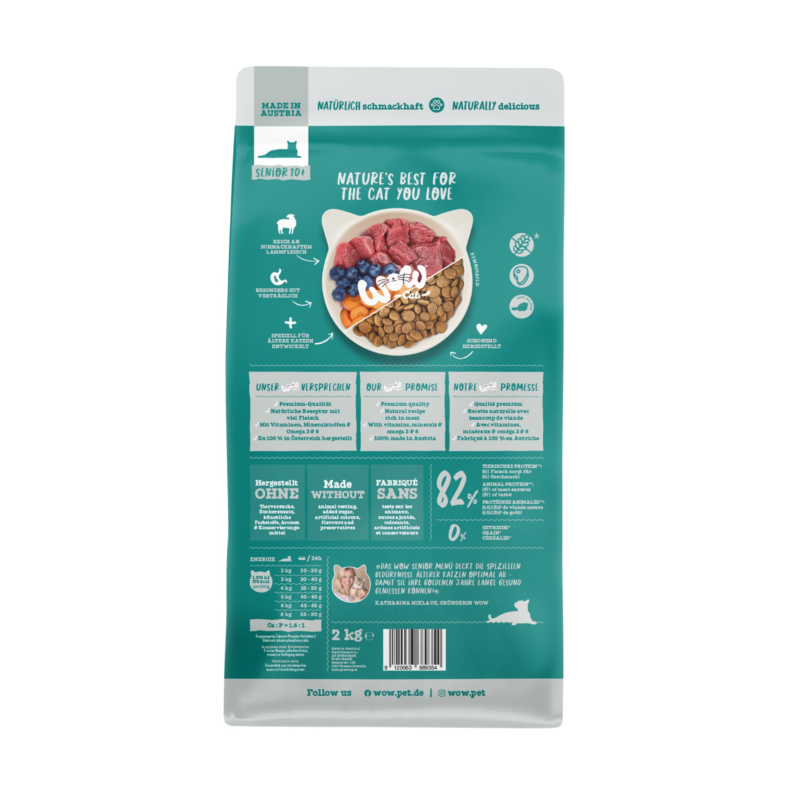 WOW Cat Trockenfutter Senior Lamm 3 x 2kg | ohne Getreide & Zucker