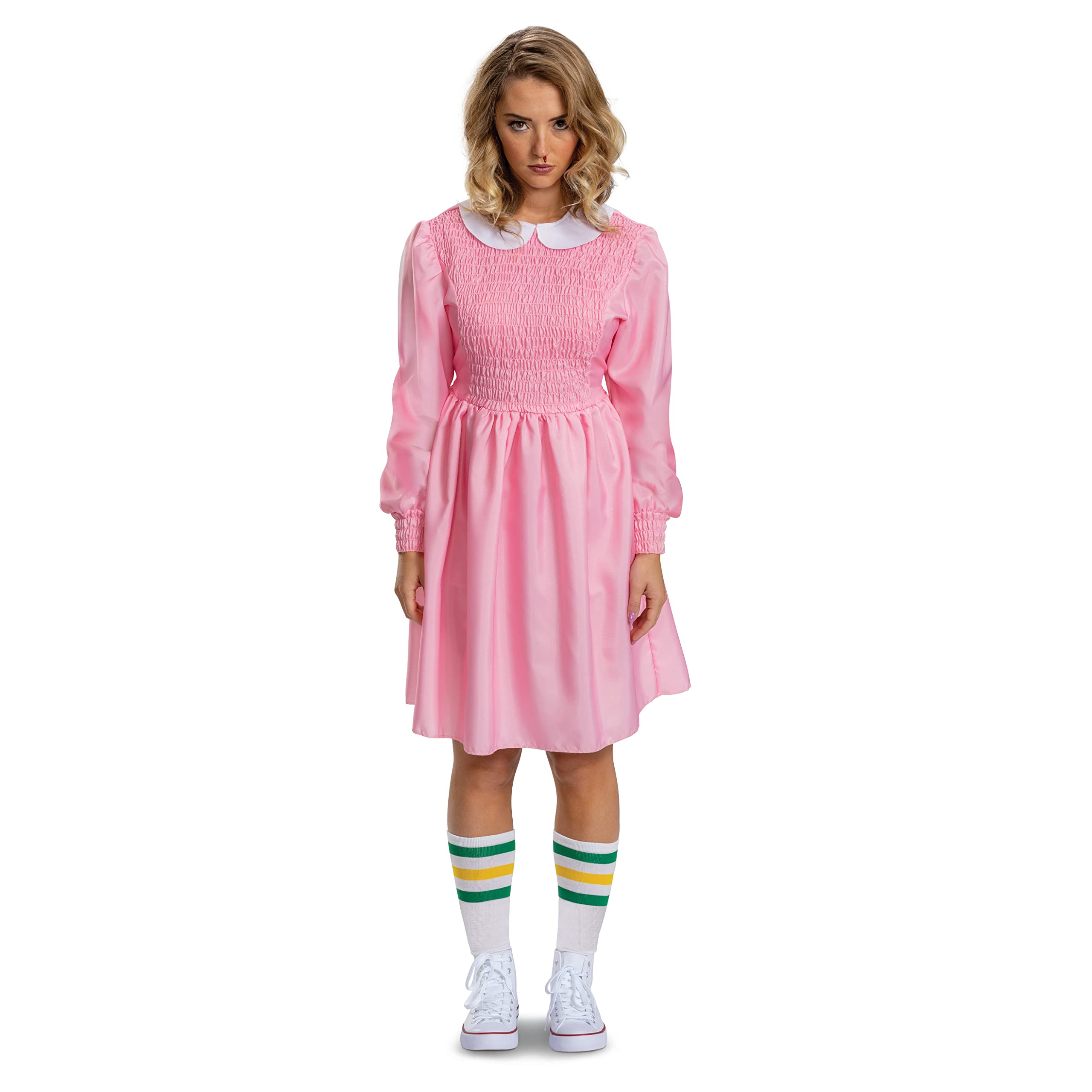 Disguise womens Eleven Pink Dress Costume, Official Stranger Things Costume Outfit