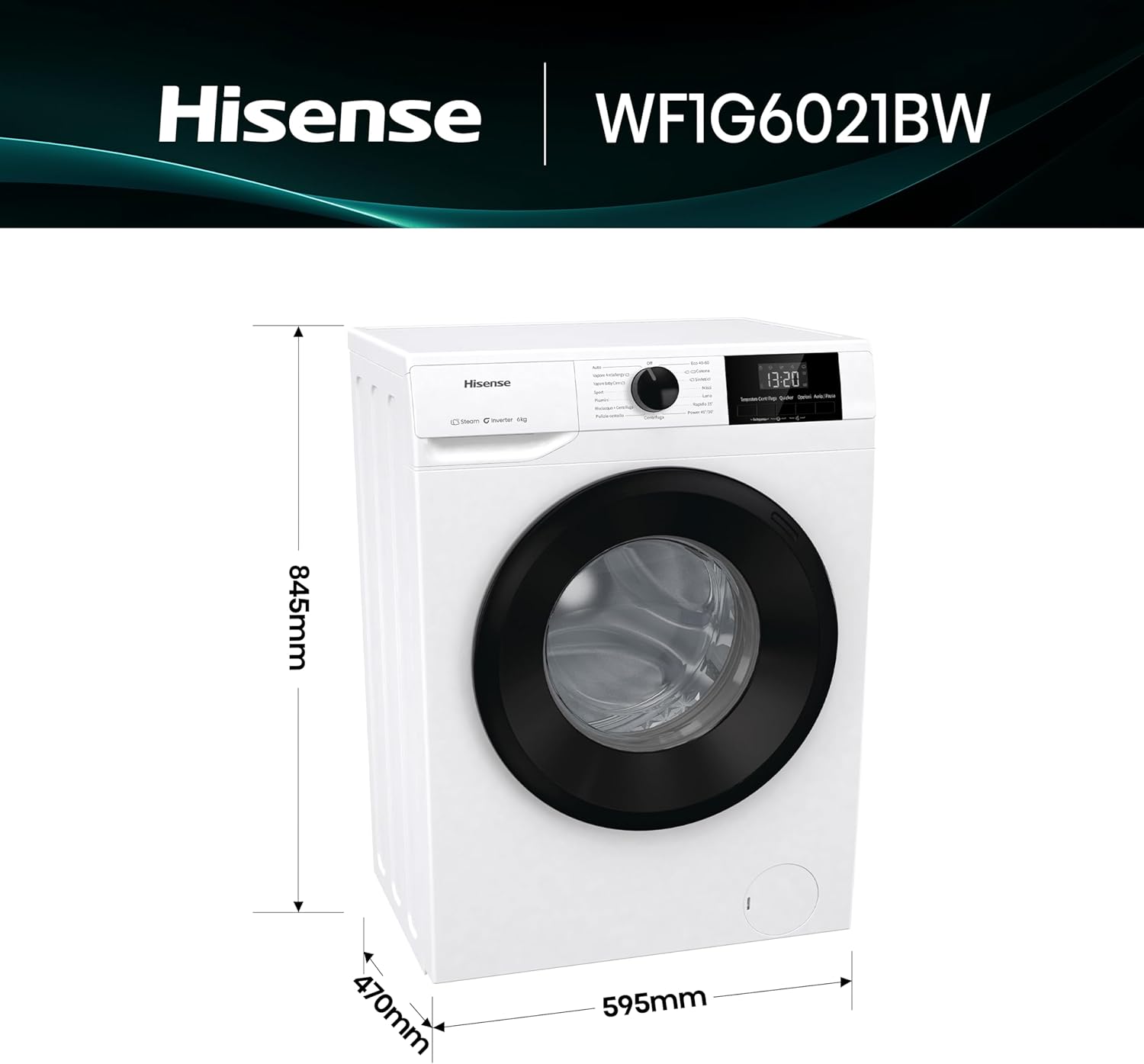 Hisense WF1G6021BW Dimensions