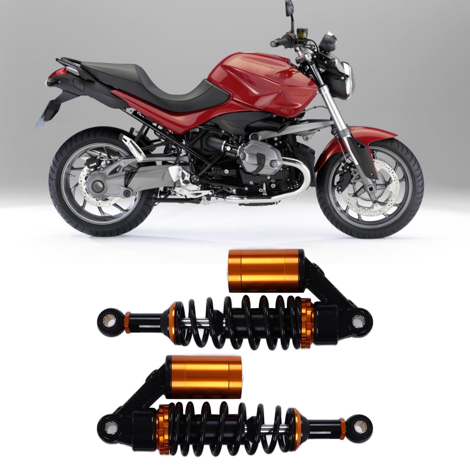 Amortyzator Motocyklowy Uniwersalna, Bezpieczna Konstrukcja Sprężyny do Motoru Terenowego ATV 280 Mm Aluminium Pomarańczowy 2 Jednostki