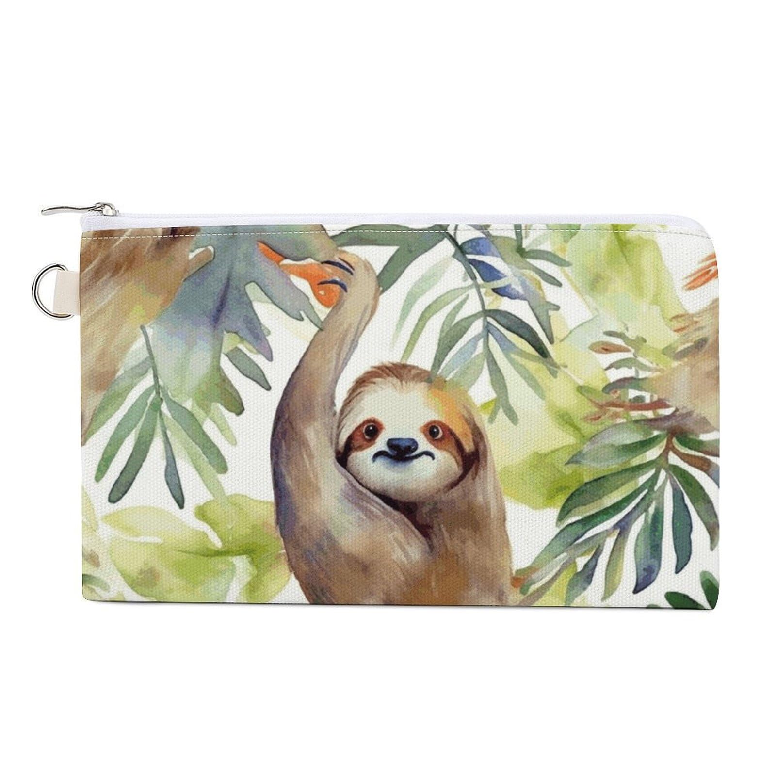GPFVSJW Watercolor Sloth Canvas Wallet, Large Capacity Handbag Long Wallet Bi-Fold Wallet Change Purse Rfid Blocking Credit Card Holder Wallet for Women Men