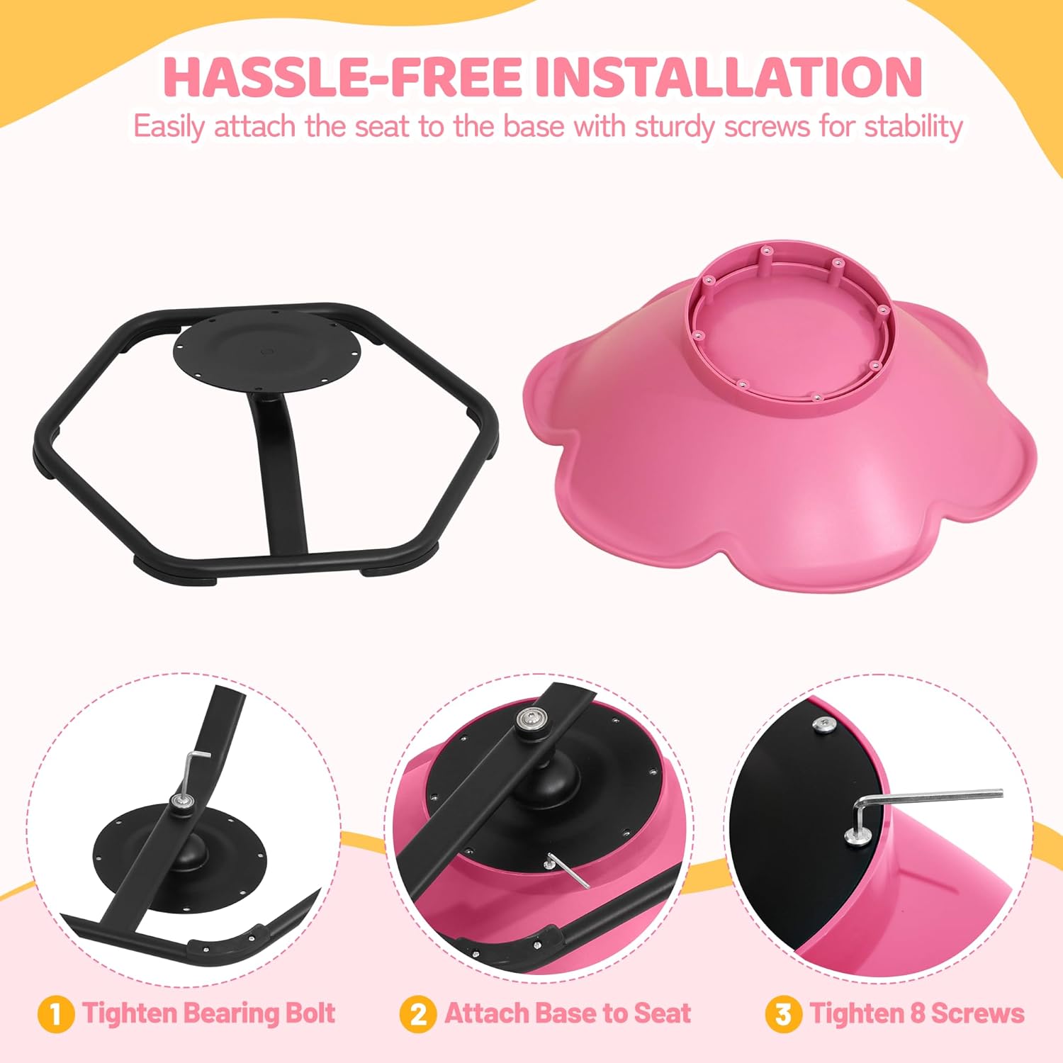 Spinning Chair for Autistic Kids, Flower-Shaped Sensory Spinning Chair for Balance & Coordination, Sensory Chair, Autism Sensory Toys for Coordination Balance Focus (Pink)