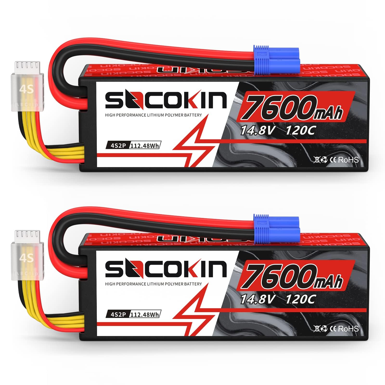 Photo 1 of Socokin 4S Lipo Battery 7600mAh 14.8V 120C EC5 Connector