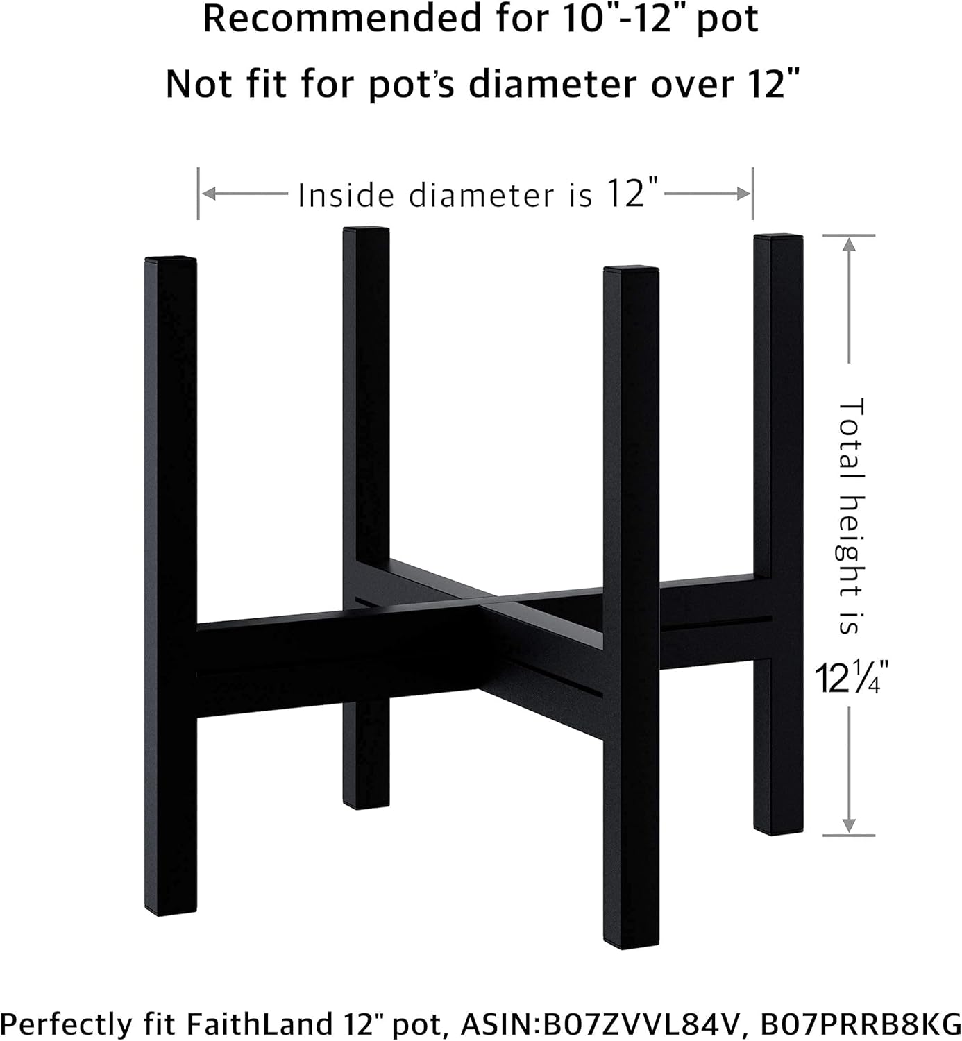 FaithLand 12" Plant Stand and 12" Gray Pot Bundle