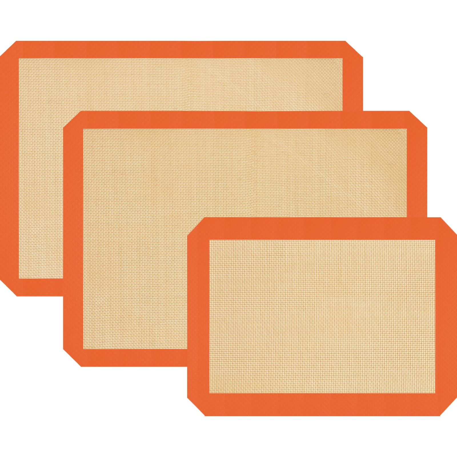 Silicone Baking Mat, Non Stick Silicone Mats for Baking, Reusable Baking Sheets for Pastry, Cookies, Bread, Baking Tools ＆ Accessories, Orange