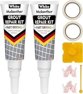 Grout Filler Tube | 2 Pack Tile Grout Paint for Bathroom Shower Floor, Fast Drying Grout Repair Kit Refresh Filler Tube, Grout Sealer Restore and Renew Grout Line Grout Pen (White)