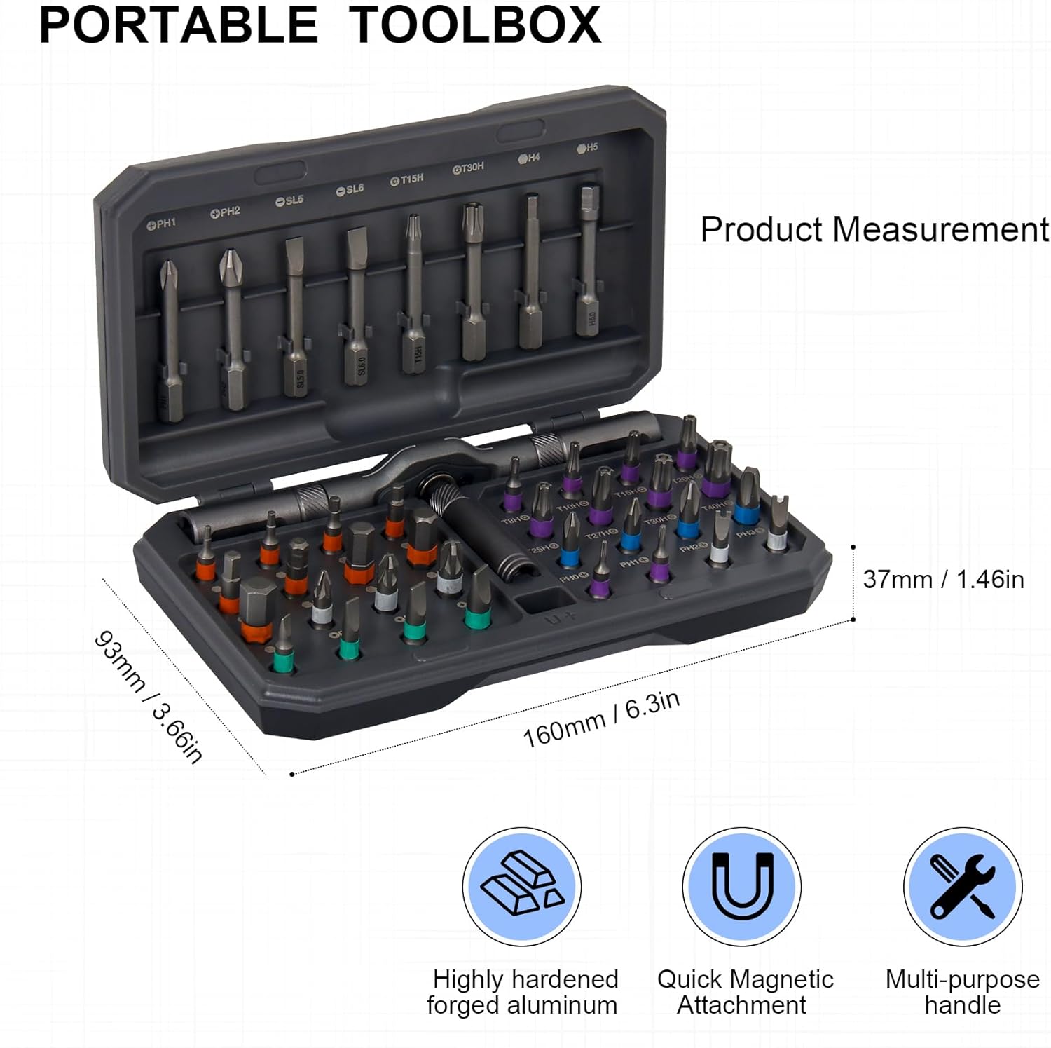42 in 1 Magnetic Screwdriver Set, DIY Ratchet Screwdriver Set, Multi Bit Screw Driver Set Kit with Case, Handle Detachable, Portable Repair Tool for Electronics, Glasses, Bicycles & Home Repair