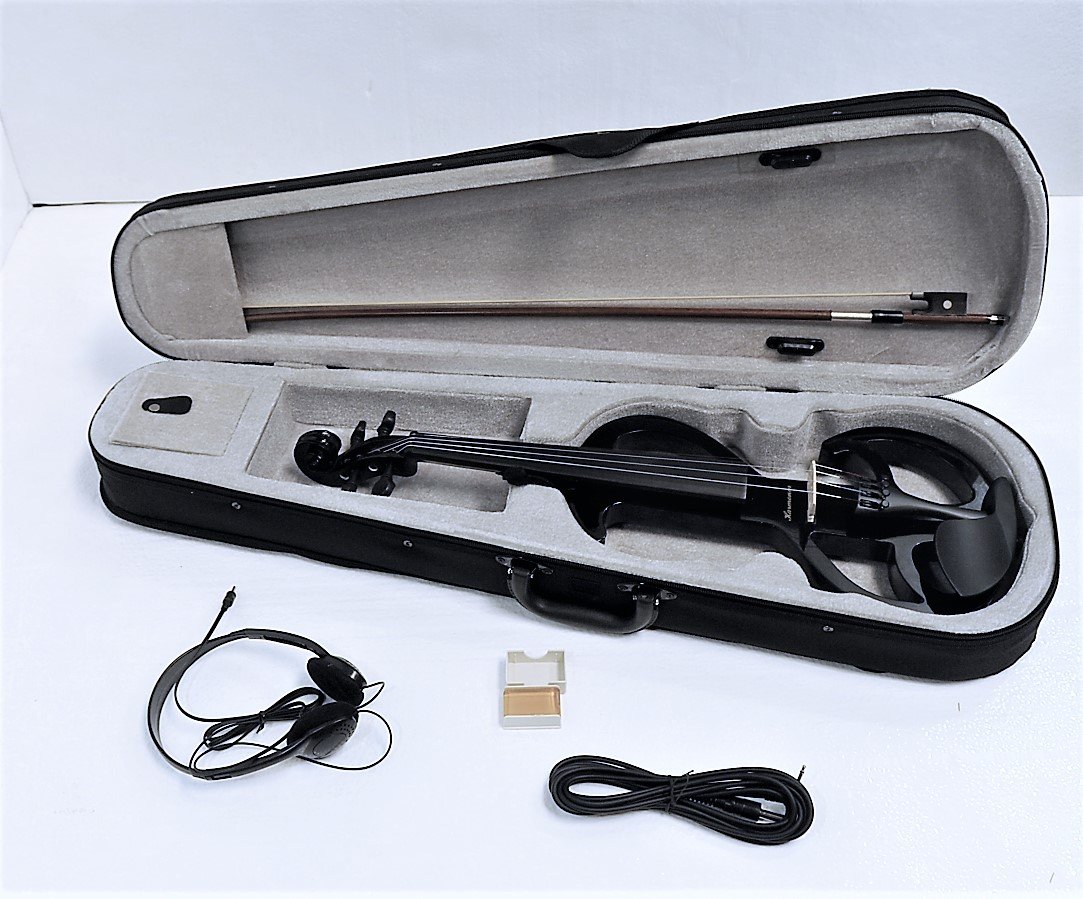 Harmonia Electric Violin, S Style with Bow, Case, Headphone, Cable