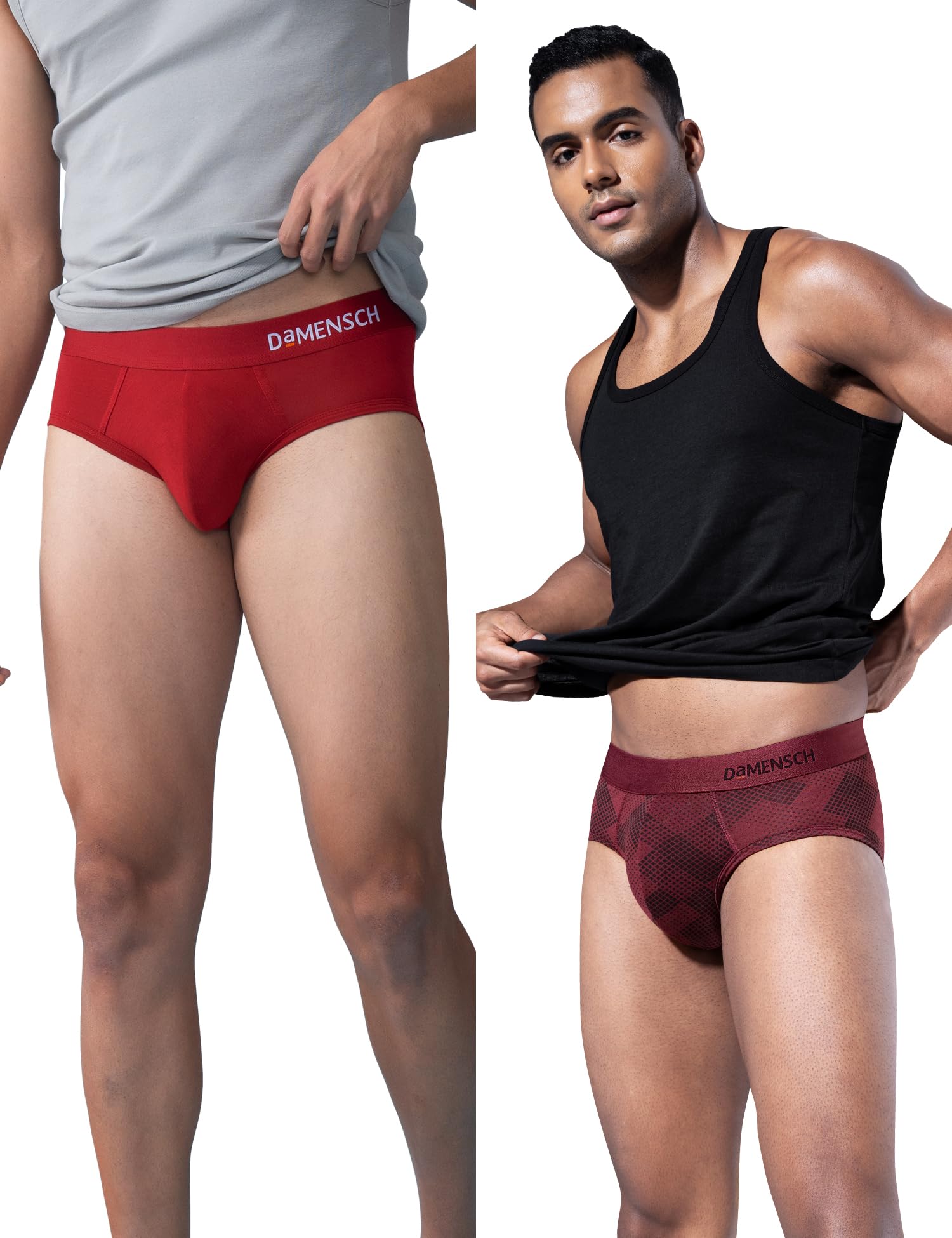 DAMENSCH Slip da uomo in cotone tinta unita, vestibilità regolare, confezione da 3, in cotone pettinato, tessuto elastico, antibatterico e cintura in microfibra