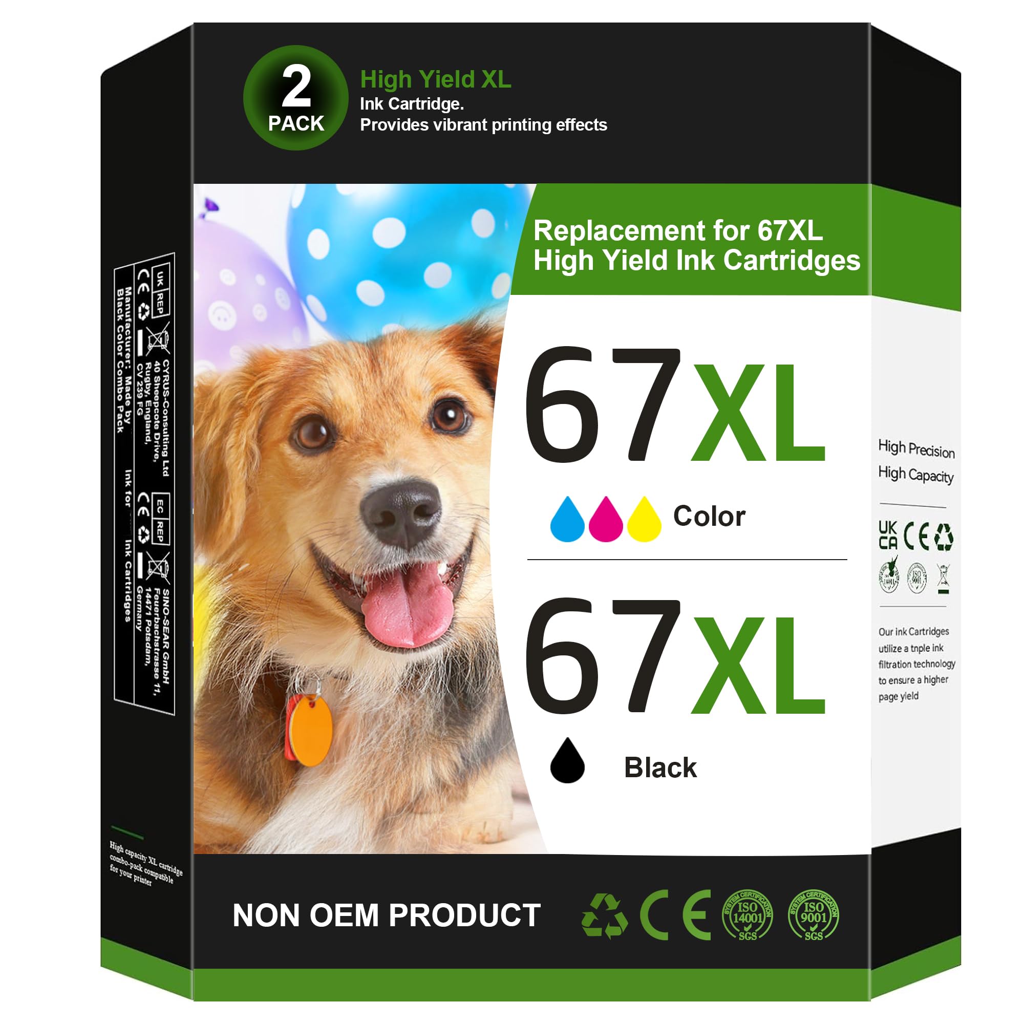 Eudul 67XL Ink Cartridges Black Color Combo Pack Replacement for HP Ink 67 67XL Printer Ink Works for HP DeskJet 4227e 2827e 2755e 2855e 2800 4155e