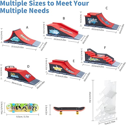 Miniatura 2 de Finger Skateboard Park Ramp Set, 6 in 1 Mini Finger Skatepark for Fingerboards, Finerboard Skatepark Ramps Toys for Finger Dexterity Training